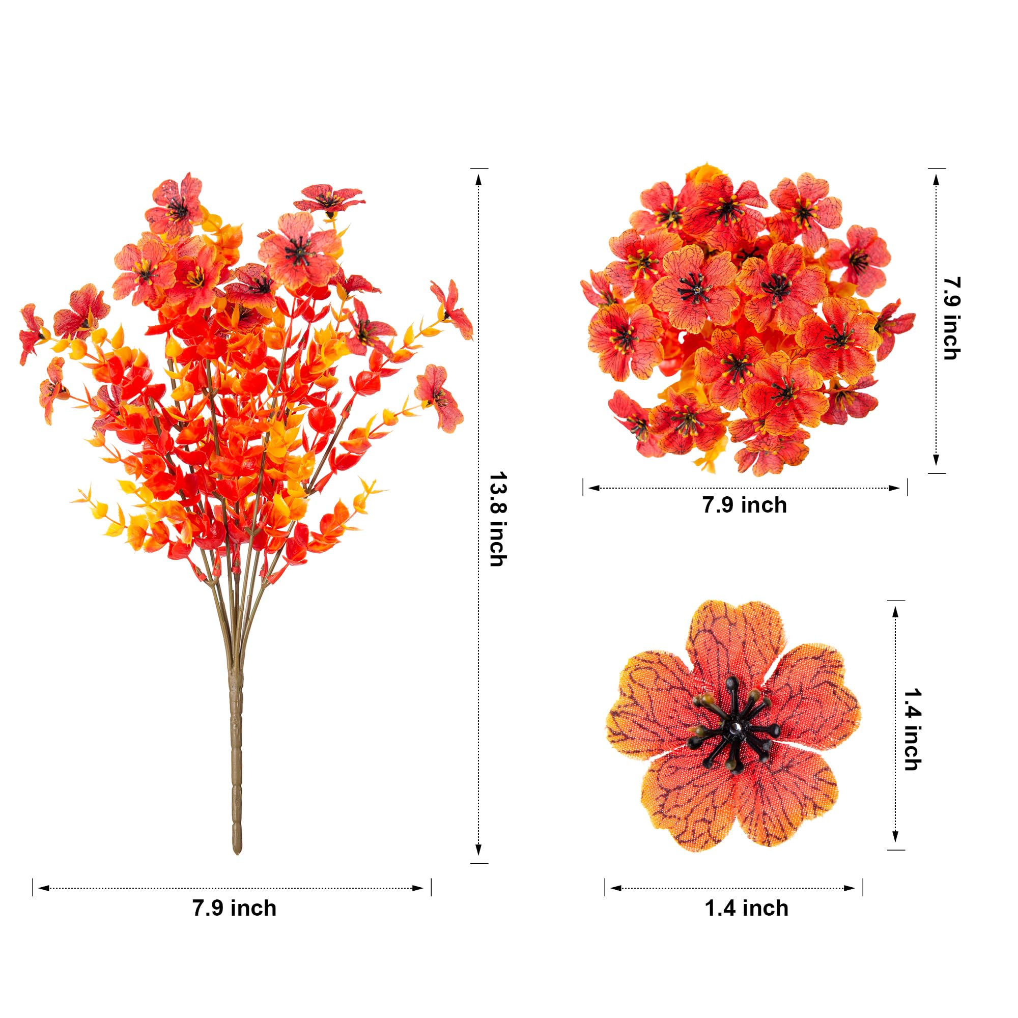 12 Bundles Sunset Faux Fall Flowers Artificial Mums Indoor/Outdoor