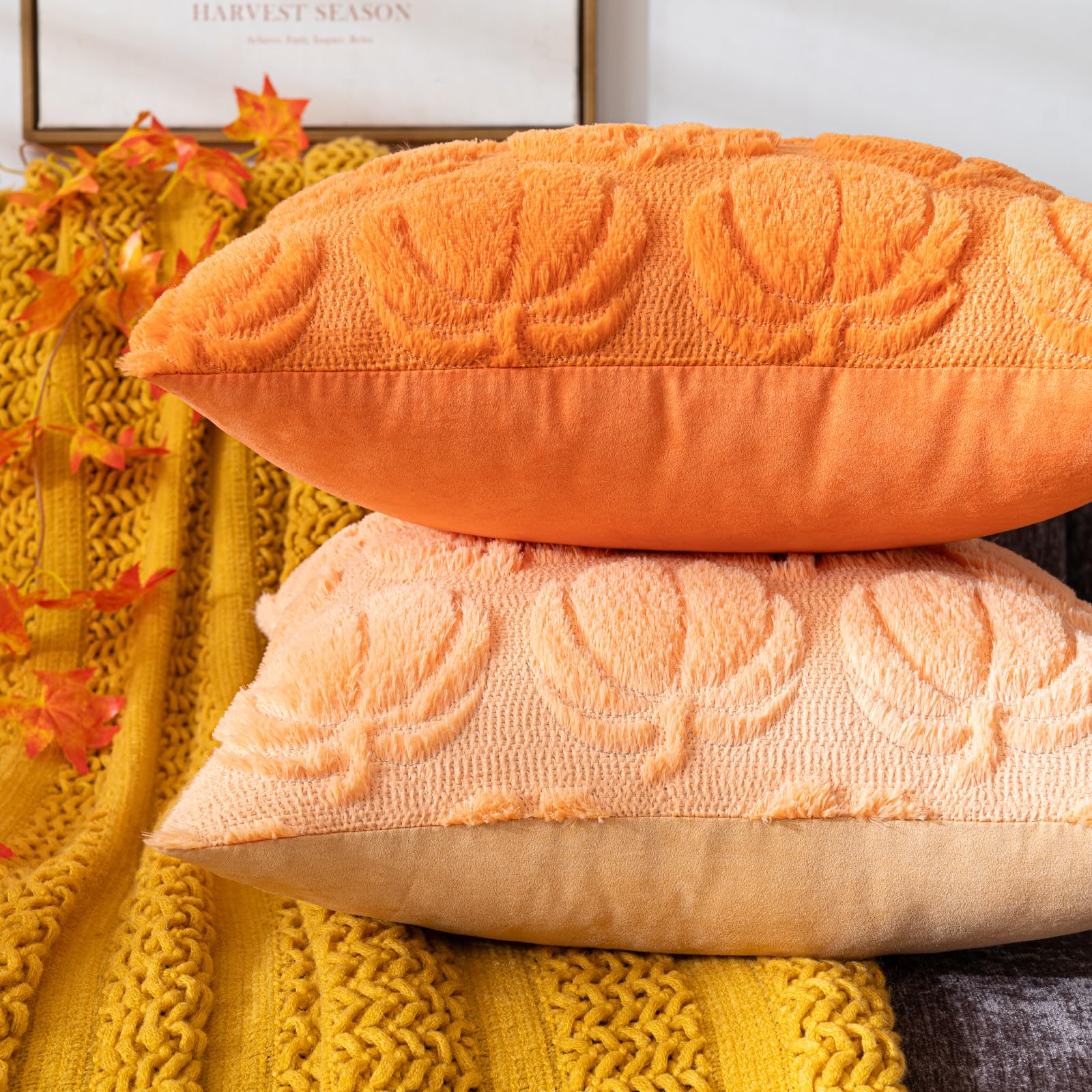 Pumpkin Fall Decorative Throw Pillow Covers Set of 2 Orange