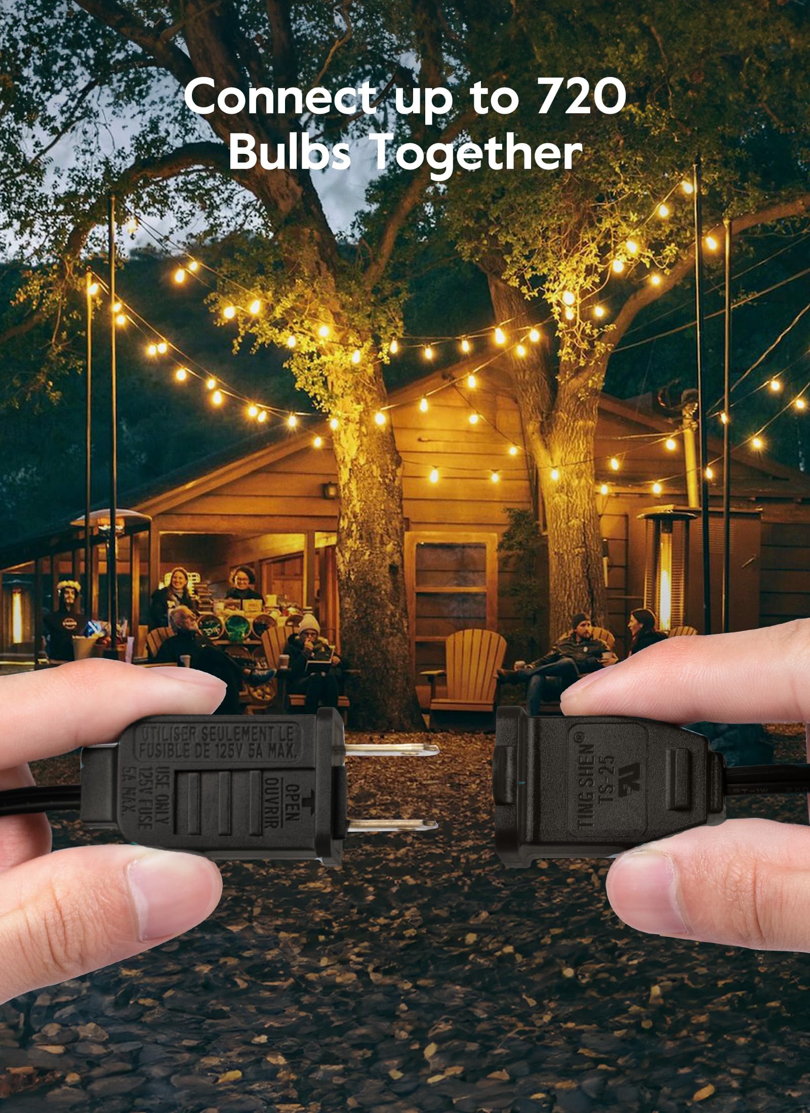50FT 25 G40 Bulbs Patio Lights, IP65 Waterproof & Dimmable