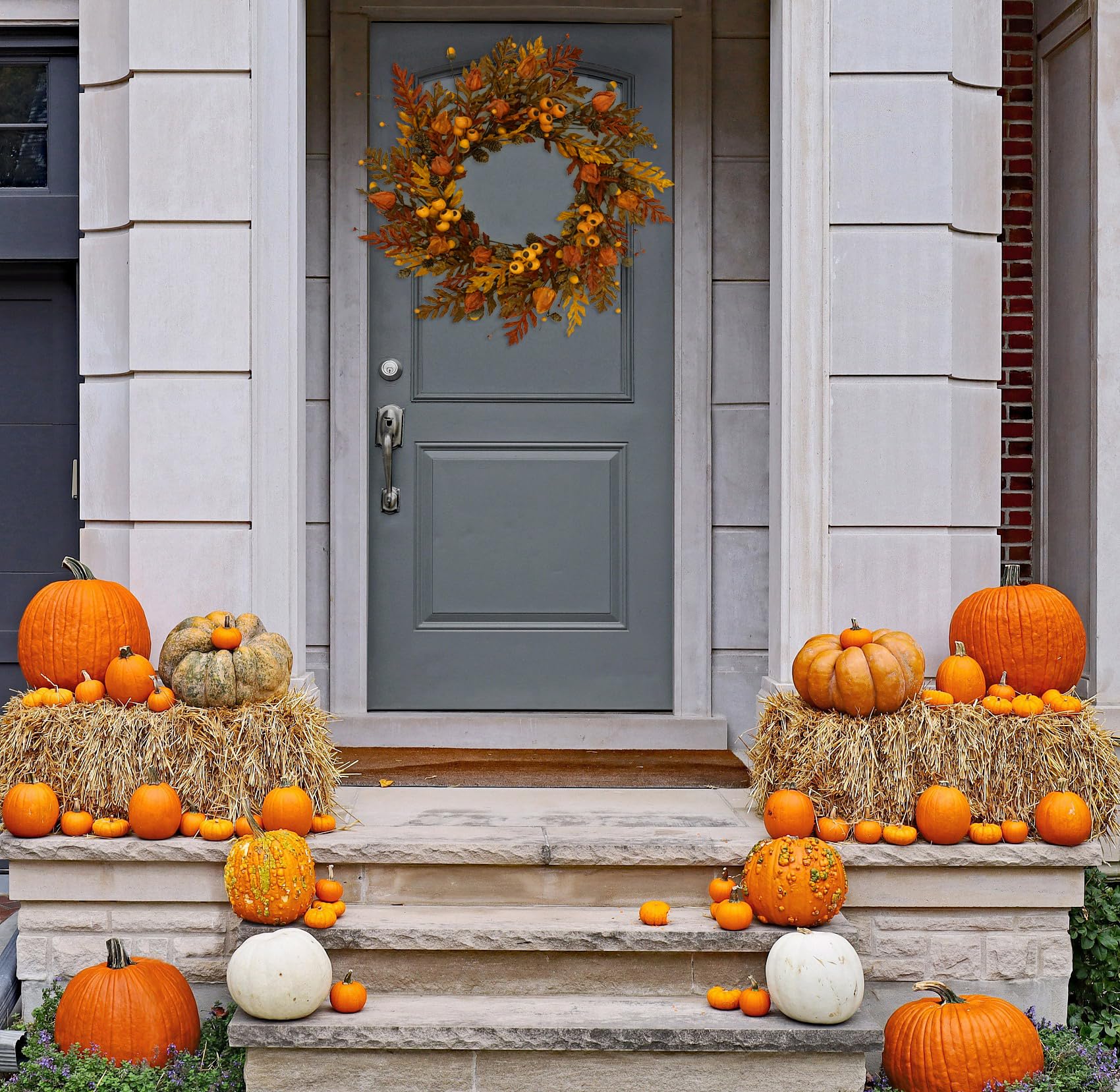 20 inch Autumn Oak Leaves Wreath Indoor/Outdoor