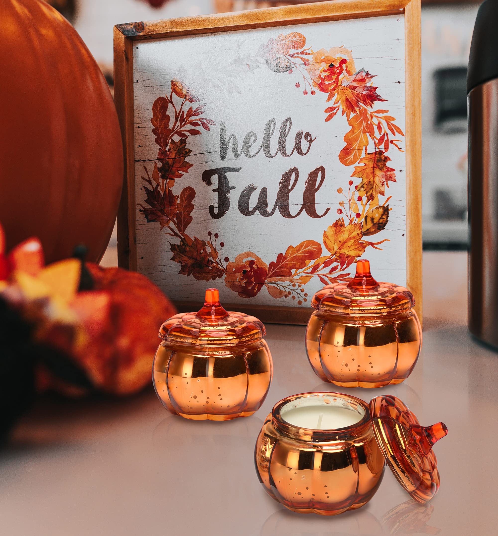 pumpkin shaped fall candle set of 3