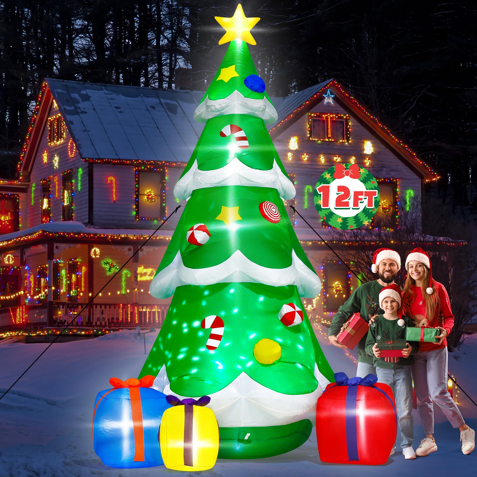 12FT Christmas Tree Inflatable with Gifts and LED lights