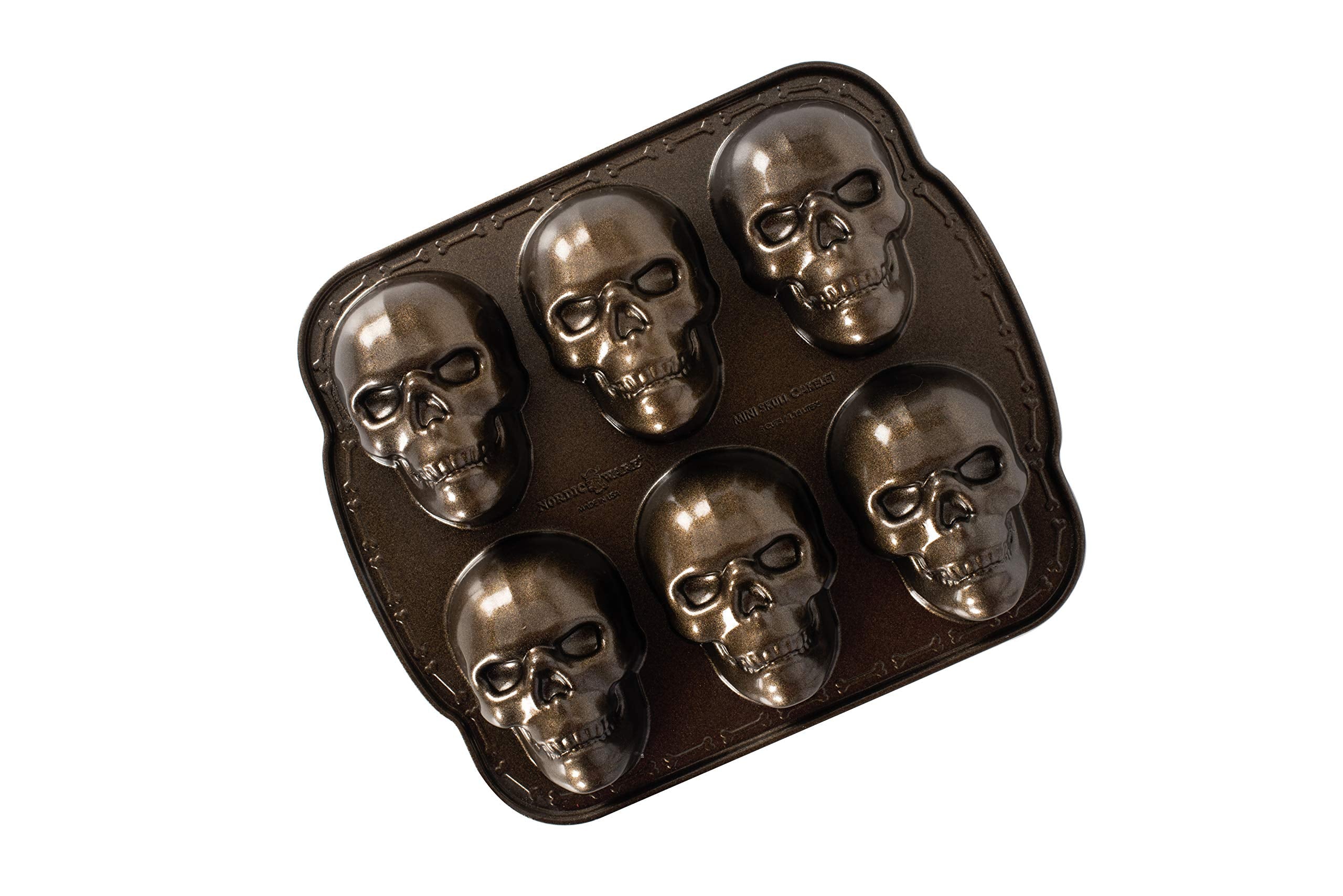 Halloween Bakeware Haunted Skull Cakelet Pan Bronze