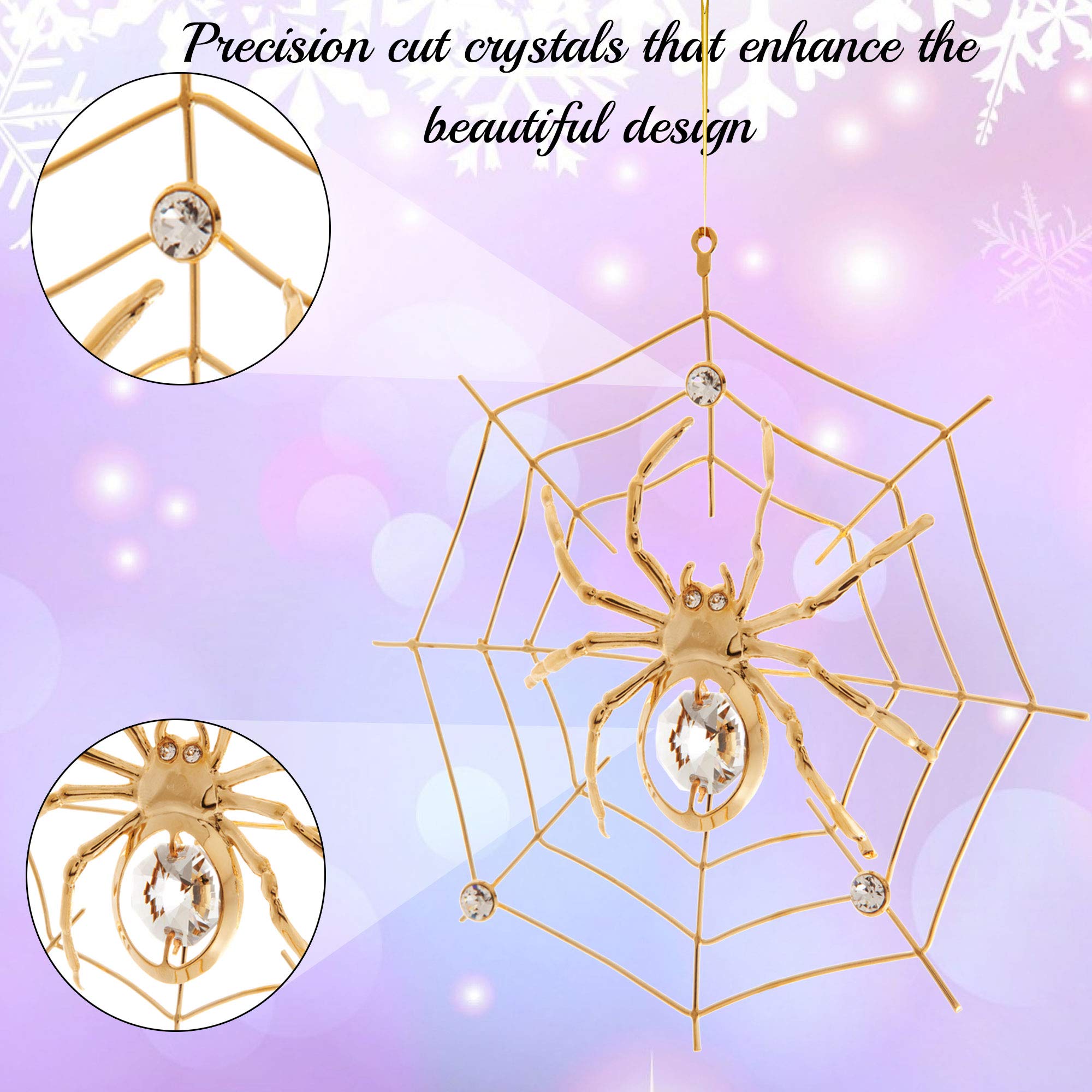 Spider and web gold Halloween ornament