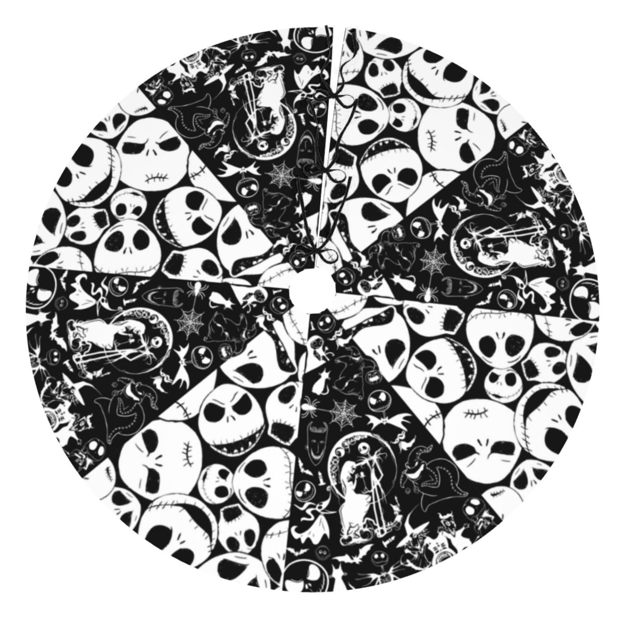 36in Skull Black and White Halloween Tree Skirt