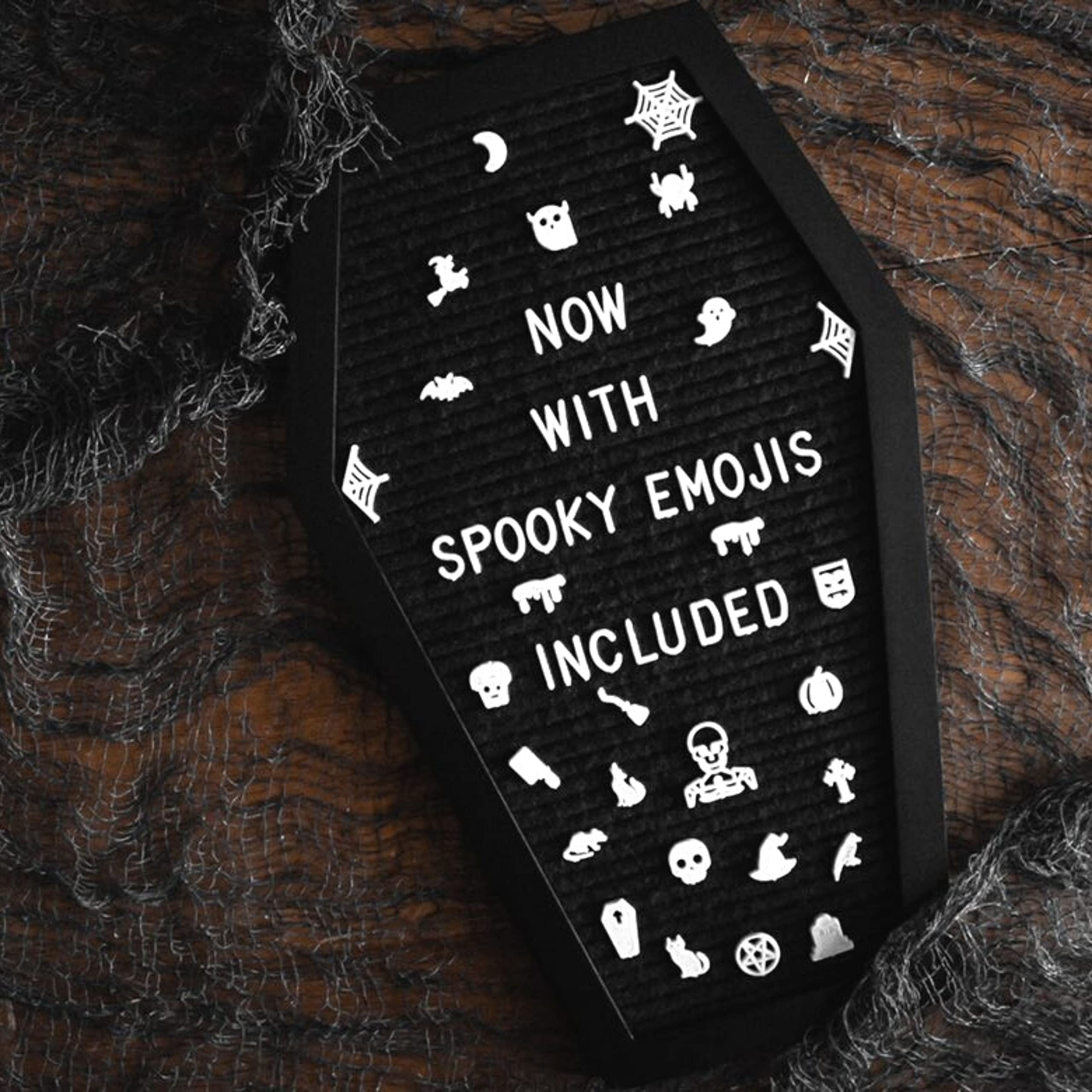 Coffin Letter Board Black With Spooky and All Seasons Emojis