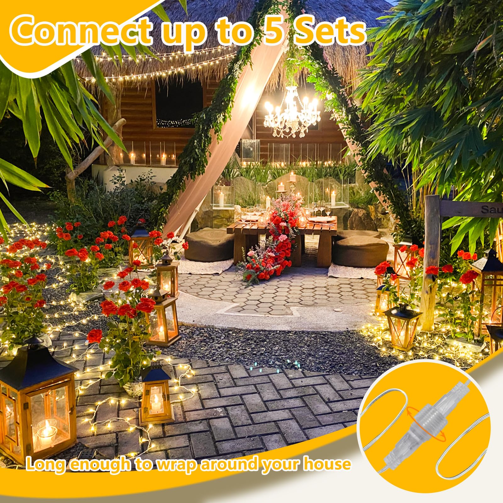 Connectable 240LED 88Ft 13Modes String Lights Indoor Outdoor Clear Wire