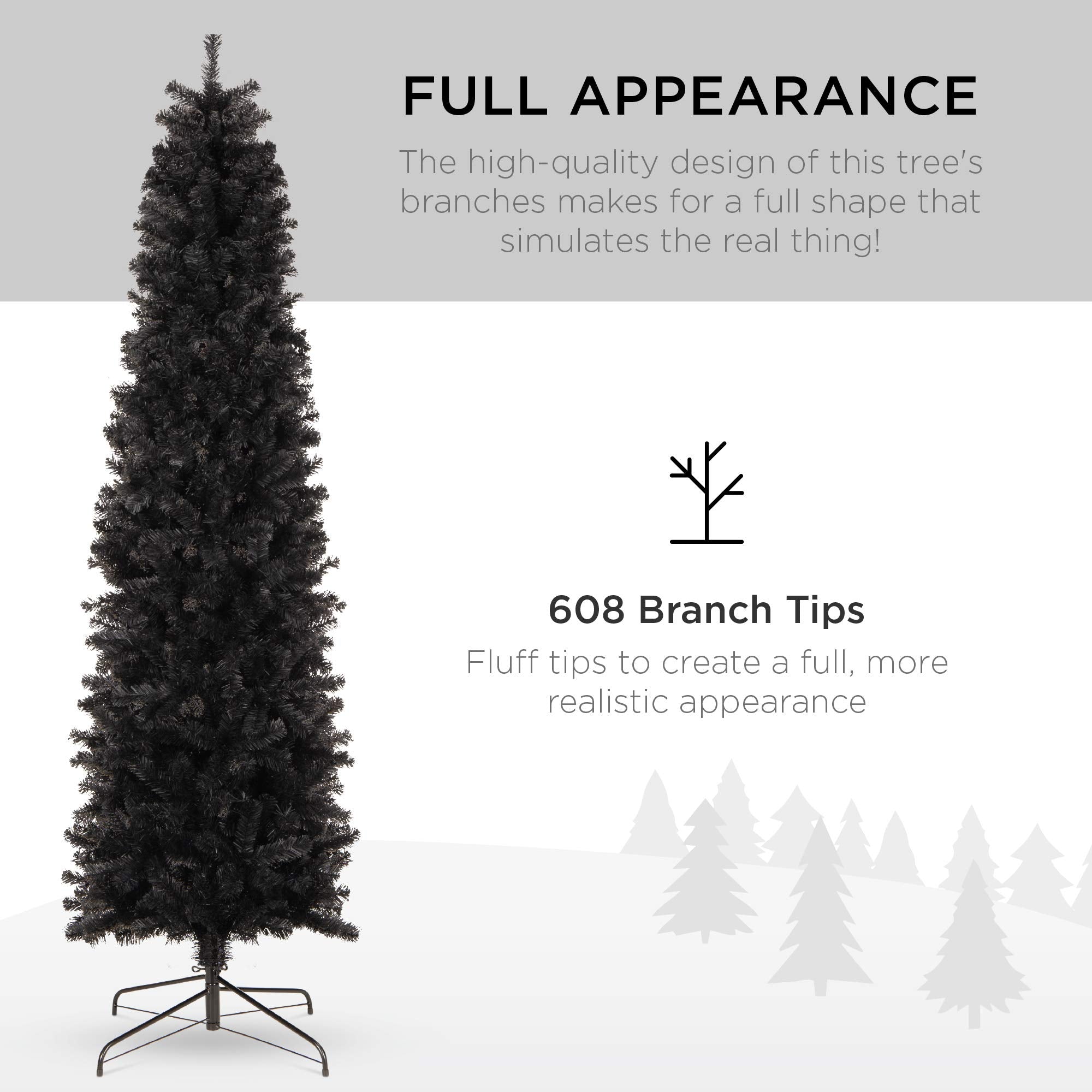 6ft Black Artificial Pencil Tree Features