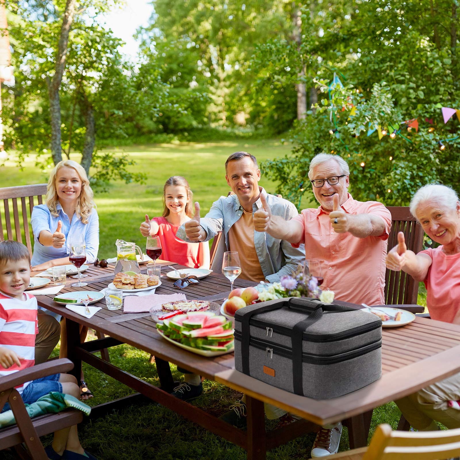 Insulated Casserole Carrier - Expandable Holder Tote for Hot or Cold Food