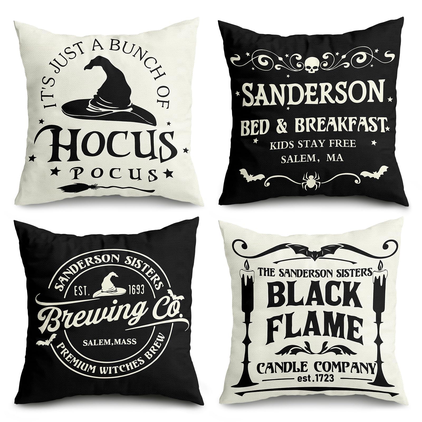 Hocus Pocus Decorations Pillow Covers 18x18 Set of 4