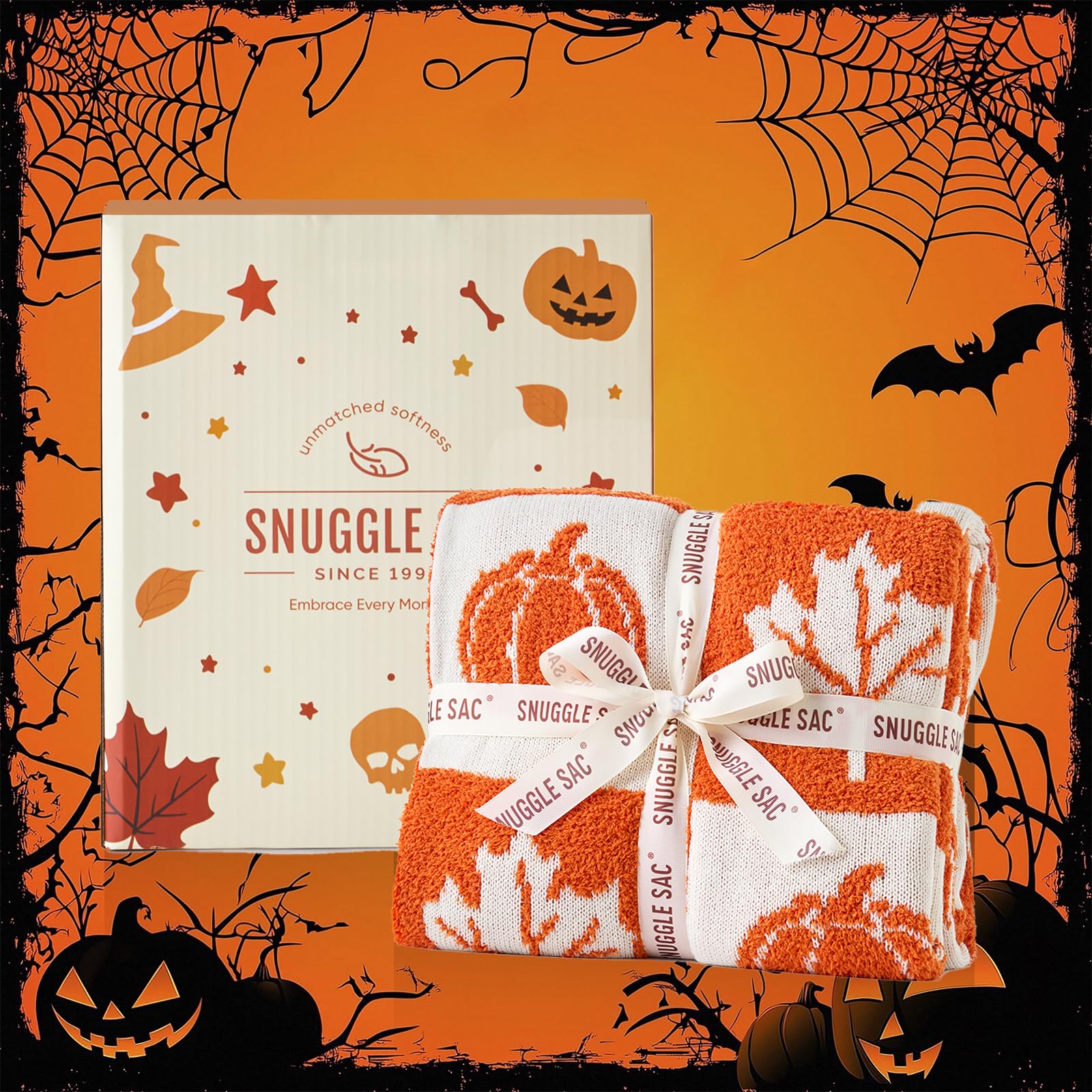 Fall themed blanket with ribbon for gifting