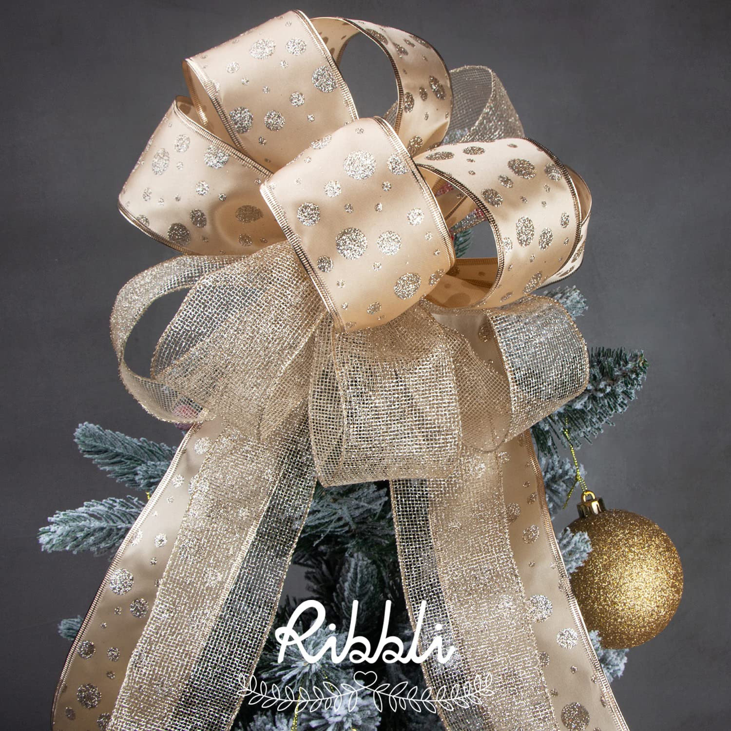 Champagne Gold Christmas Tree Ribbon