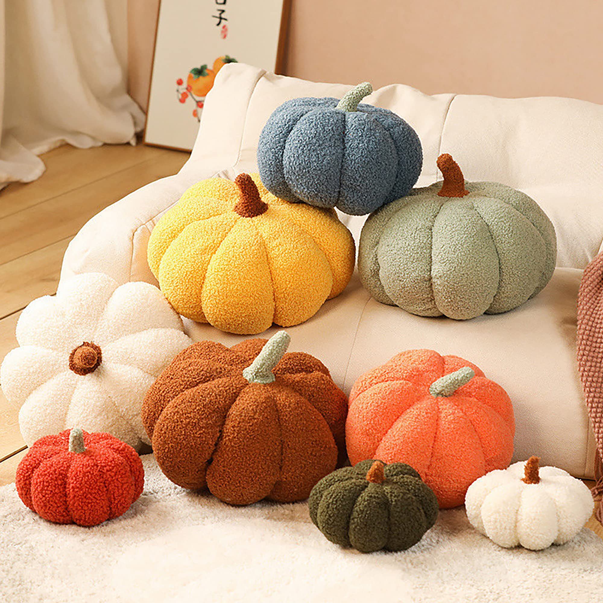 Halloween Pumpkin Decorative Throw Pillows (Orange, 14inch)