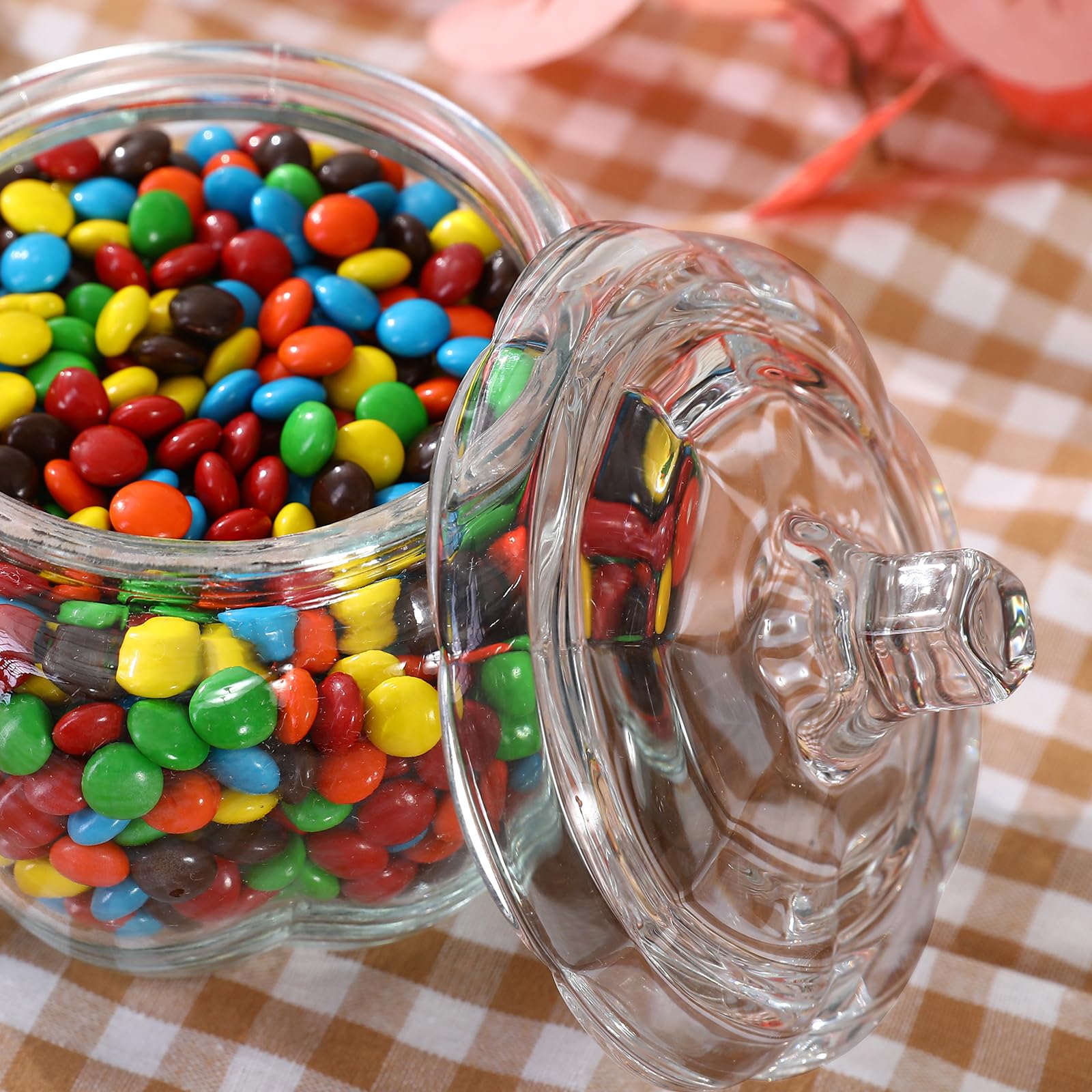 2 PCS Glass Pumpkin Jars with Lid Halloween Candy Storage