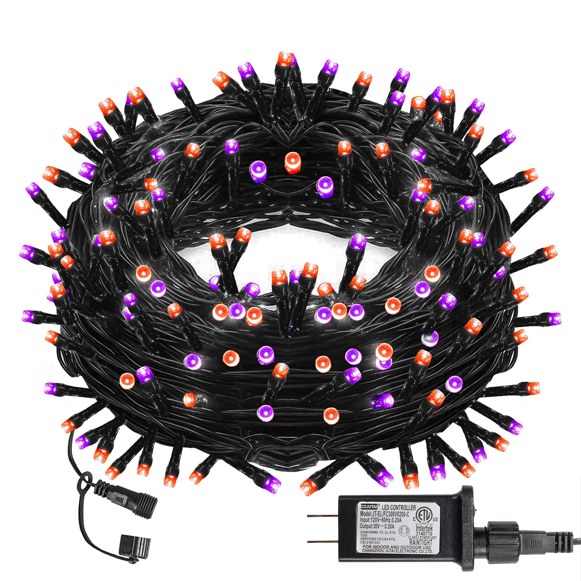 Halloween 300 LED String Lights, 100FT String Lights with 8 Lighting Modes (Purple & Orange)