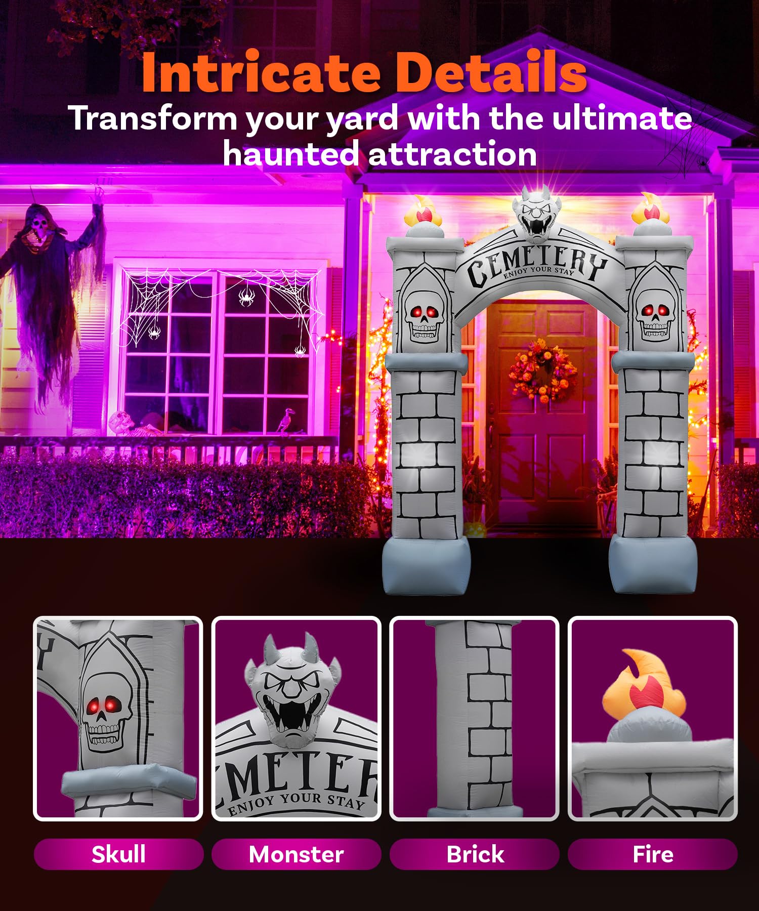 9ft Haunted Cemetery Archway Large Inflatable Halloween Decoration