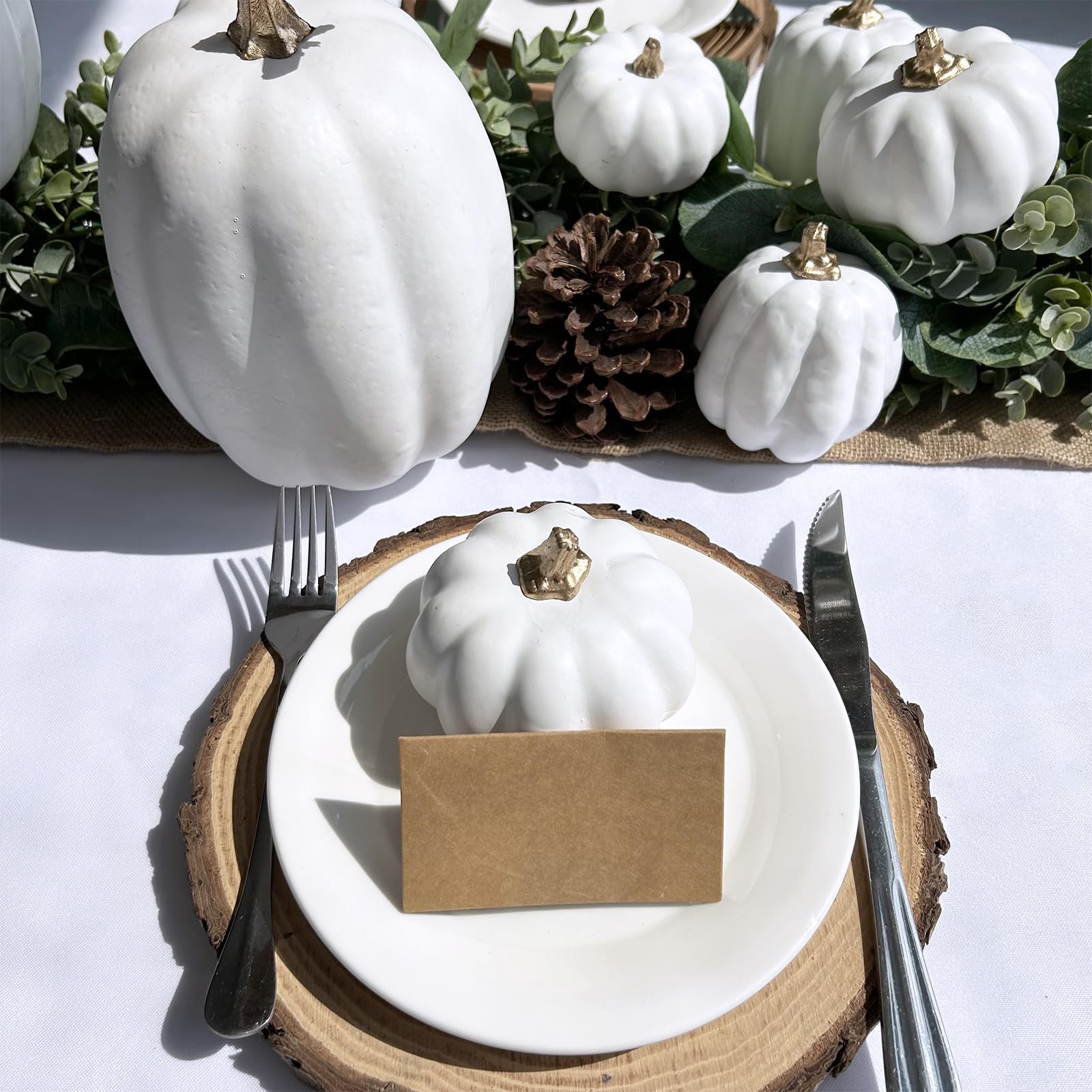 10 Pcs Assorted White Artificial Pumpkins