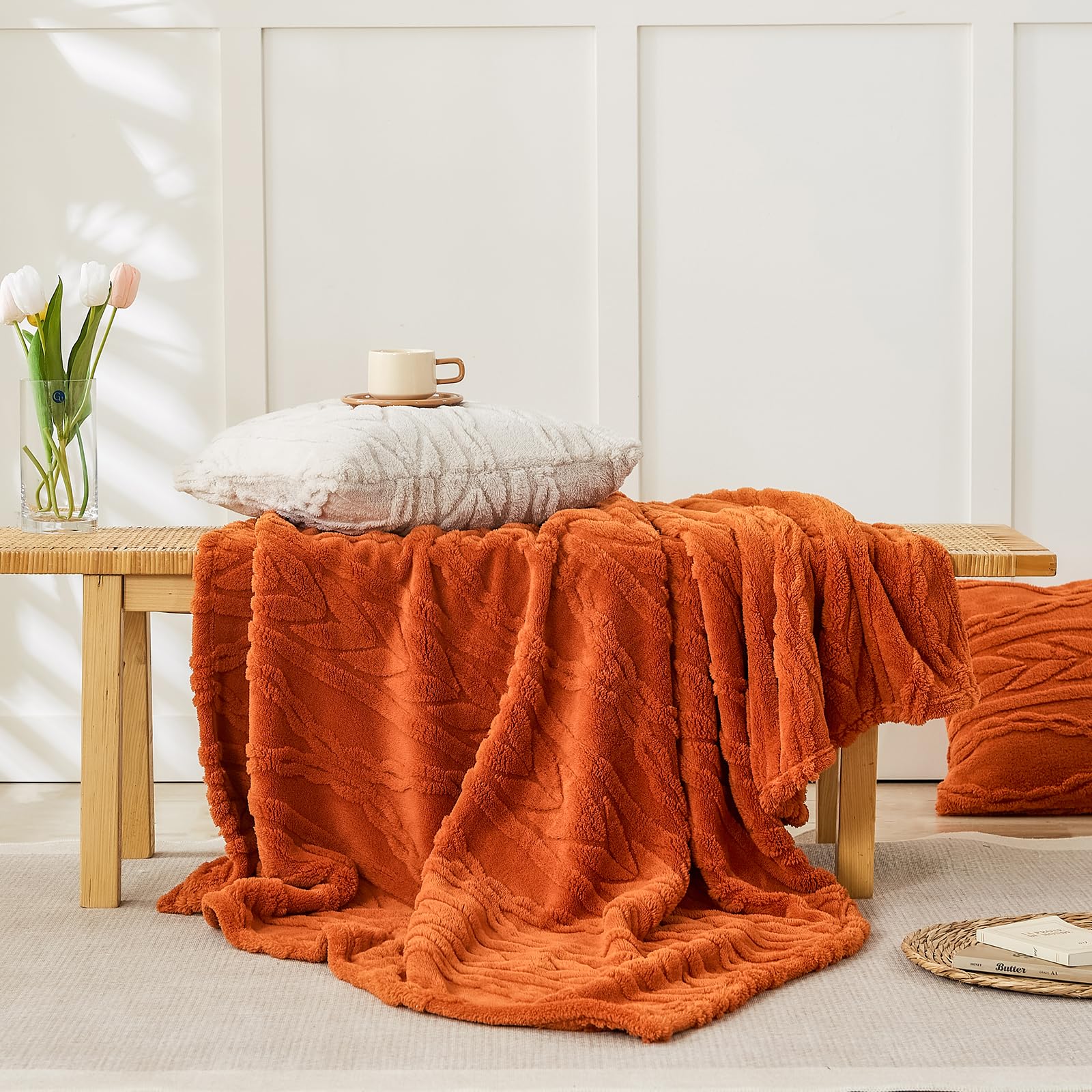 orange sherpa throw blanket