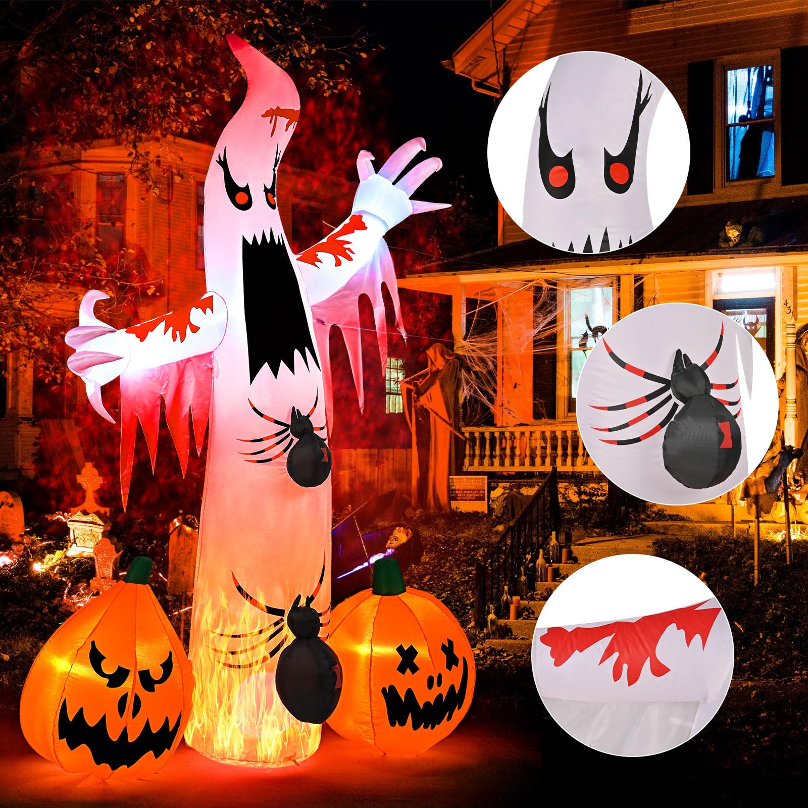 8FT Halloween Inflatable Outdoor Ghost