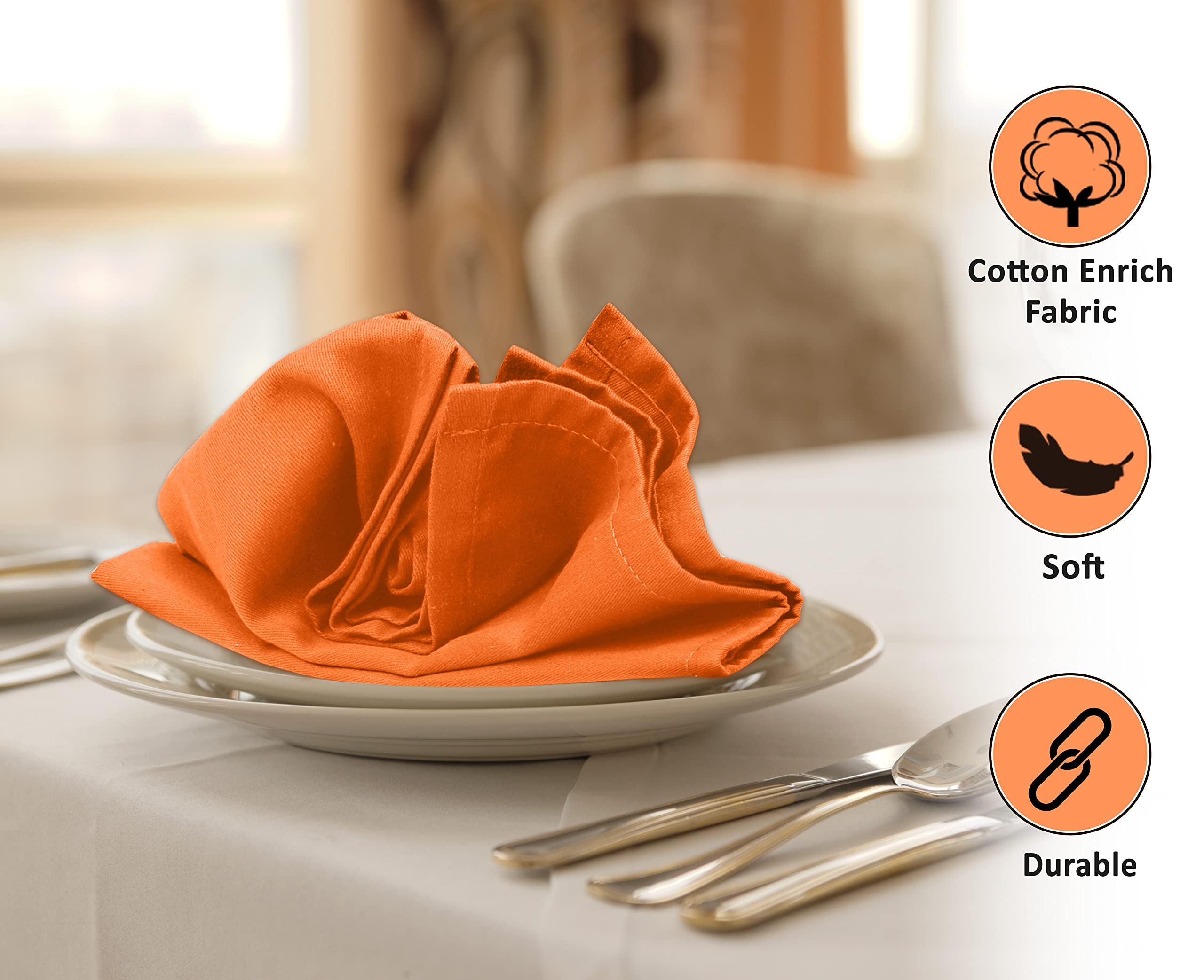 Cloth Napkins Set of 12 Orange/Fall