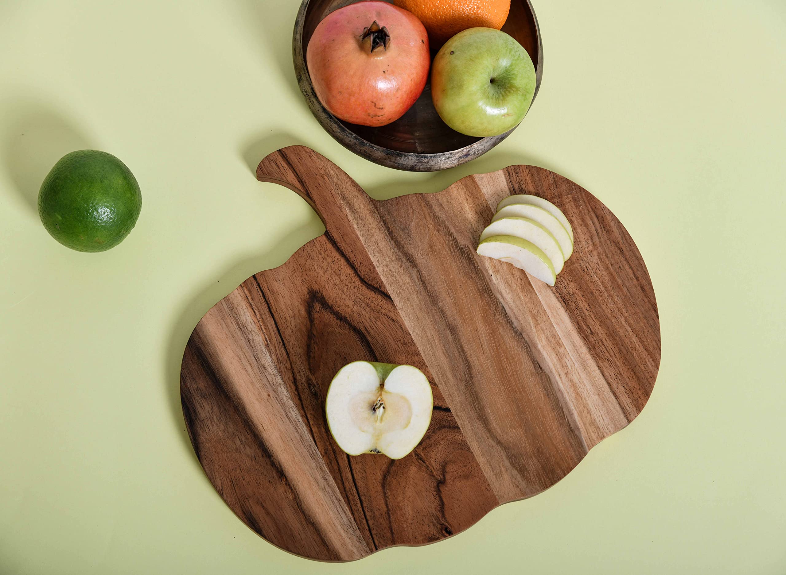 Halloween Pumpkin Shaped Wood Cutting Board, Serving Platter (12"L x 13"W)