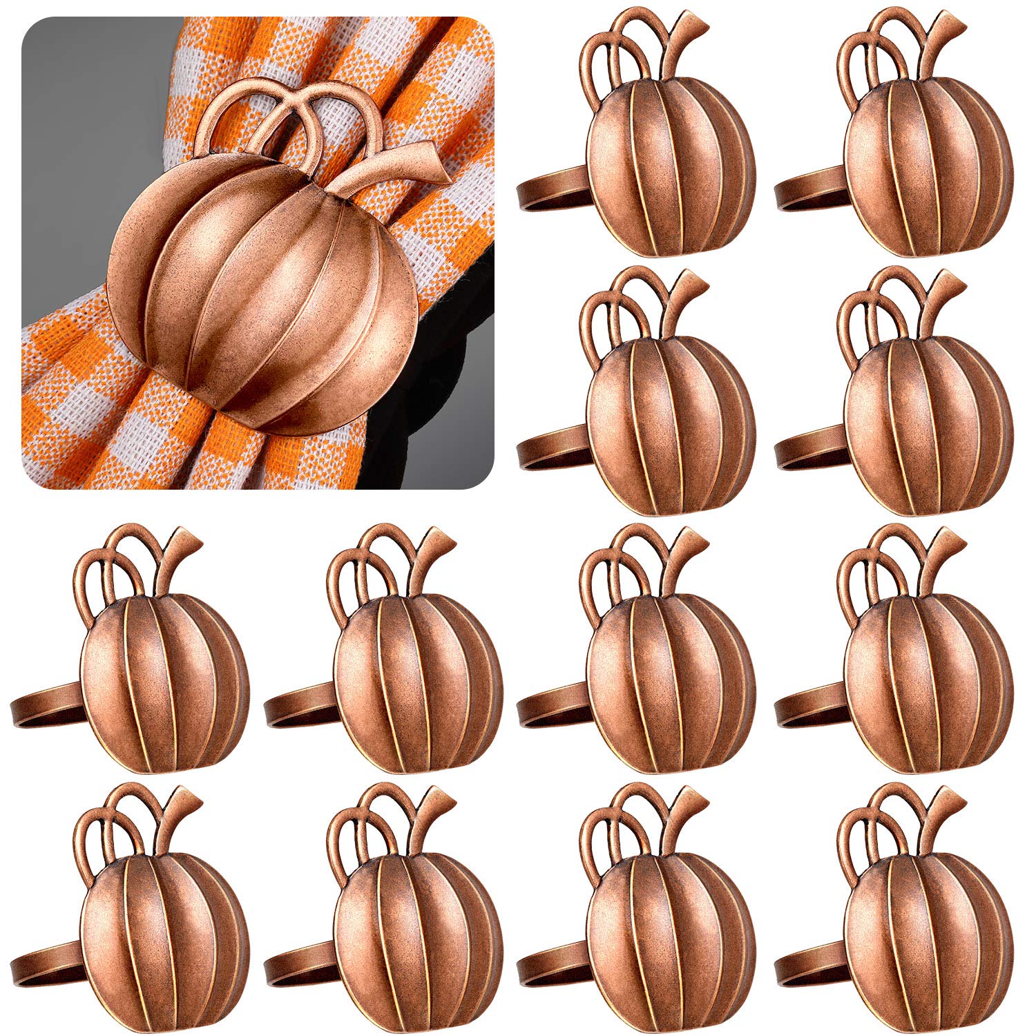 Pumpkin Napkin Ring Holders (Bronze, 12 Pieces)