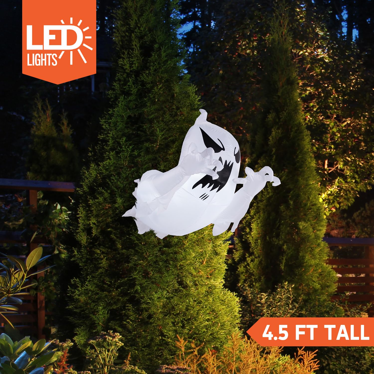 Ghost inflatable flying out of tree