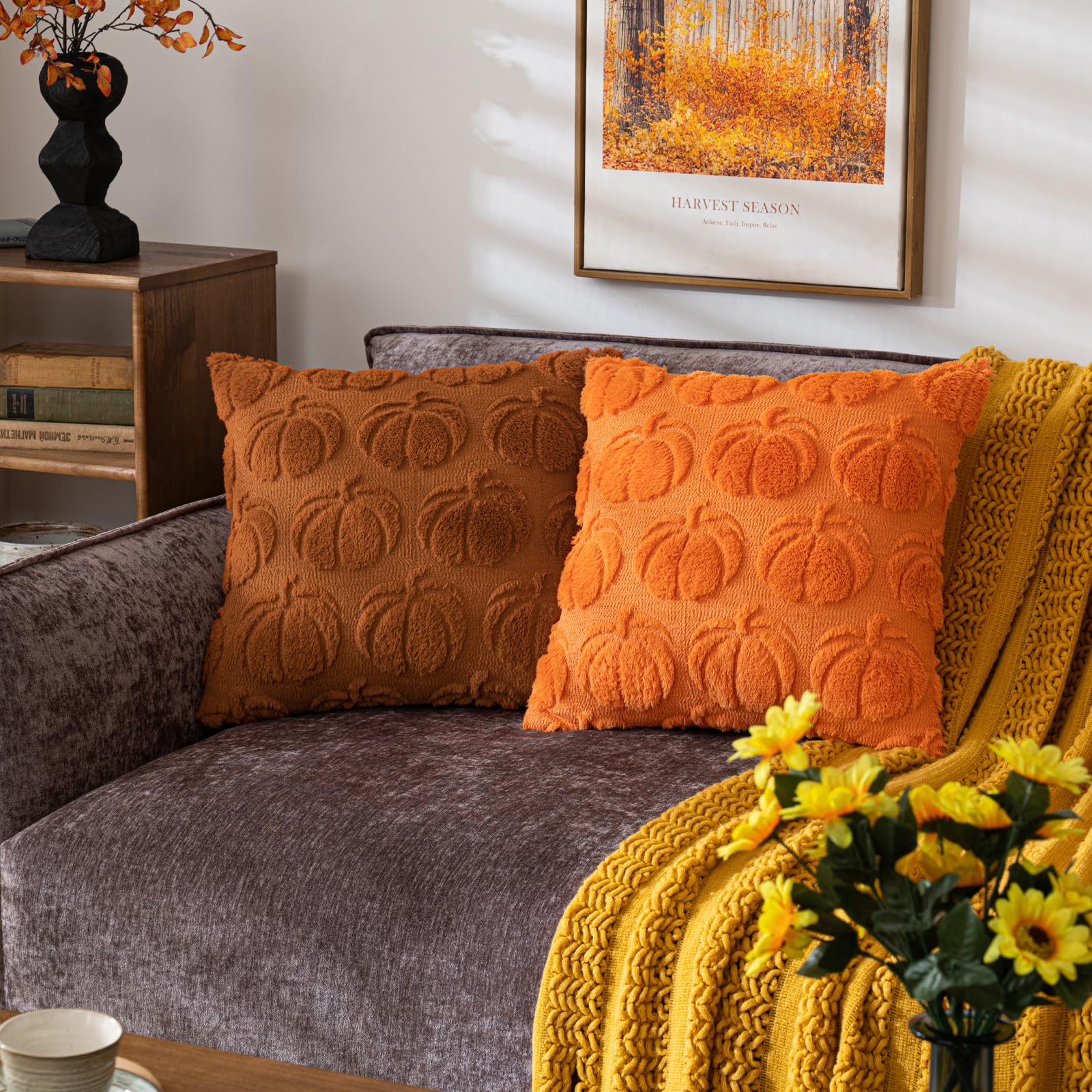 Pumpkin Fall Decorative Throw Pillow Covers Set of 2