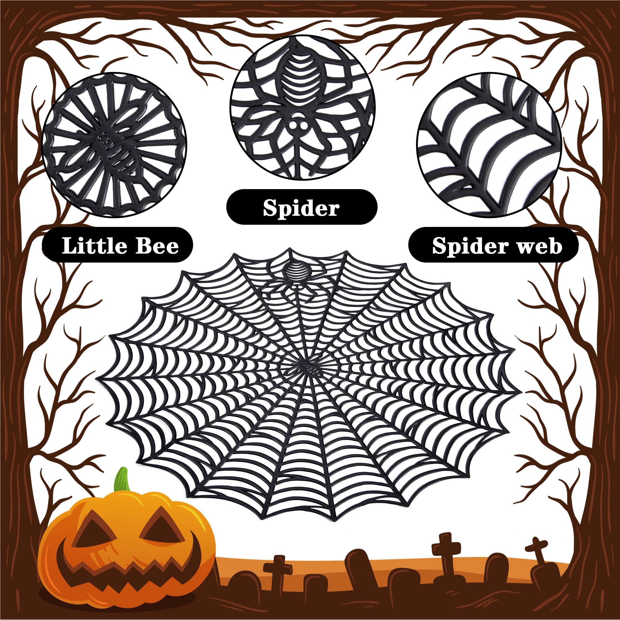 6 Pcs 15" Halloween Spider Web Placemats