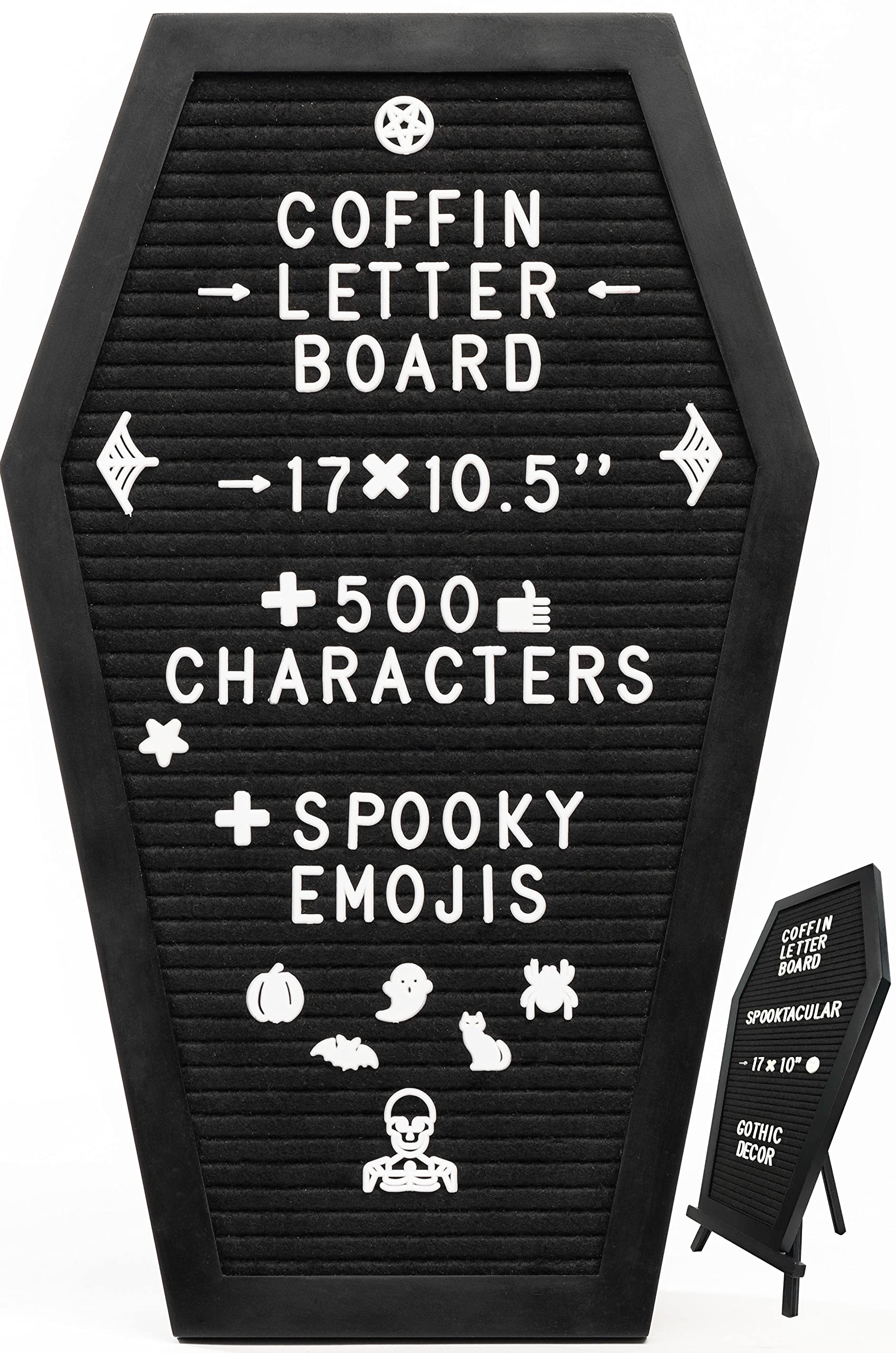 Coffin Letter Board Black With Spooky and All Seasons Emojis