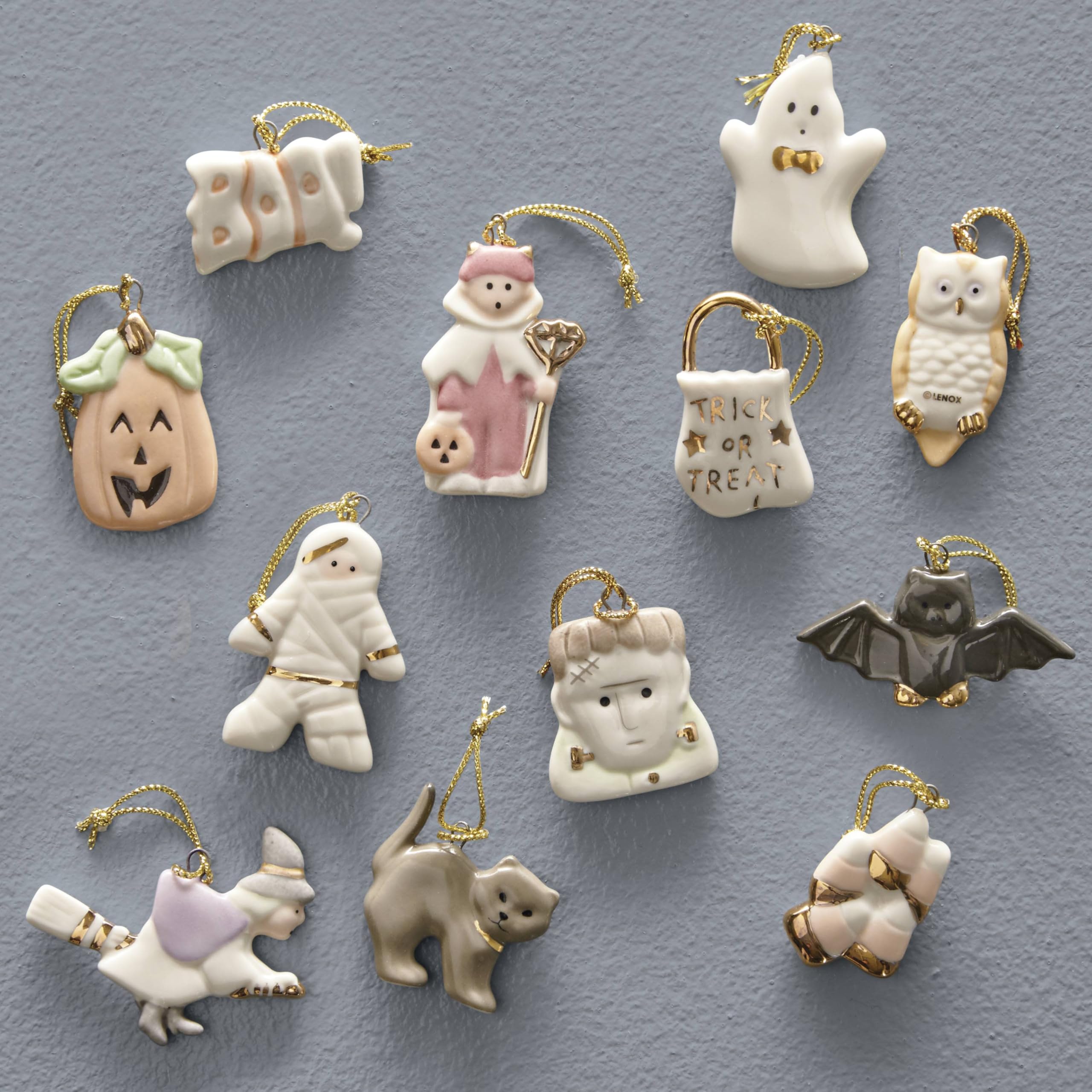 Trick Or Treat 12-Piece Porcelain Hand Painted Ornament Set