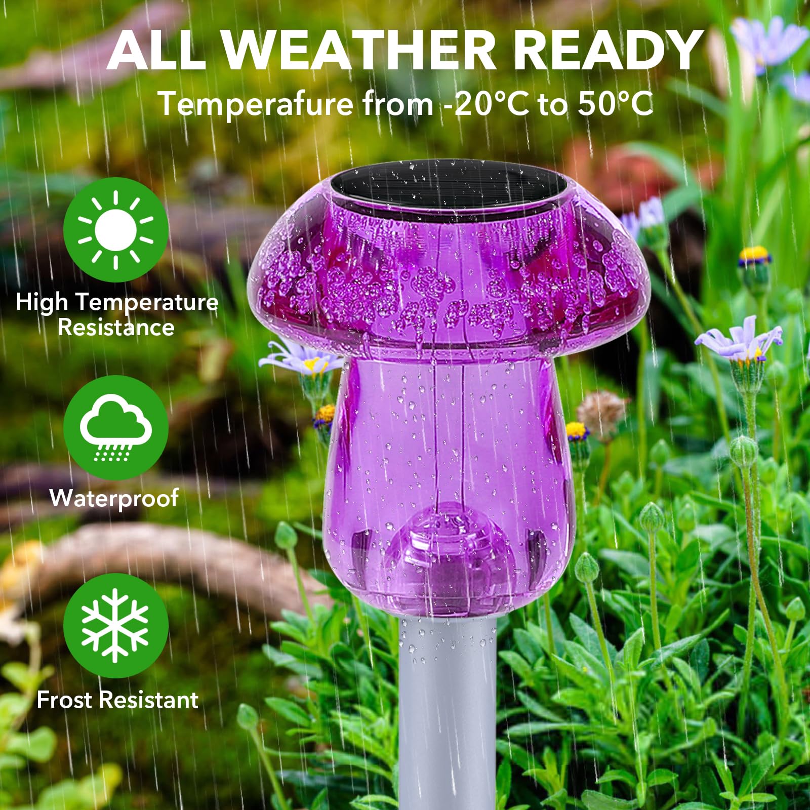 8 Pack Purple Mushroom Solar Lights Outside Waterproof