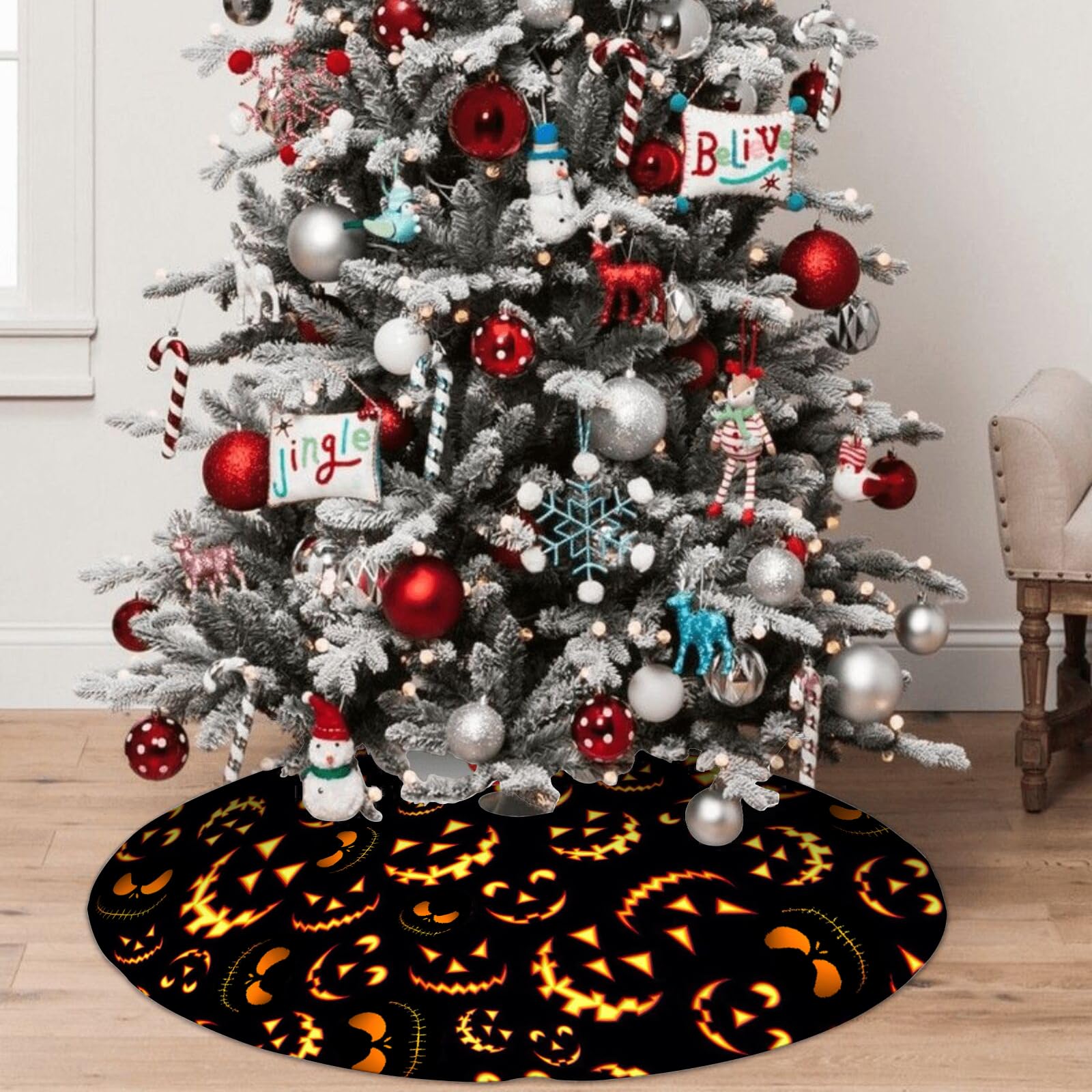 36Inch Pumpkin Face Halloween Tree Skirt