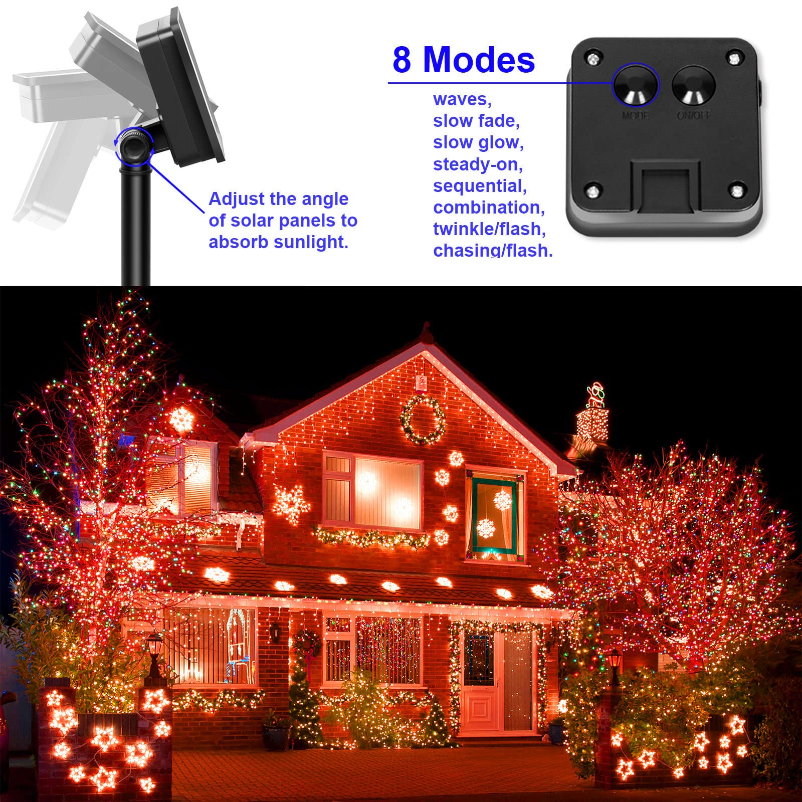 2Pack Solar Halloween Orange Copper String Lights, Total 200 LED