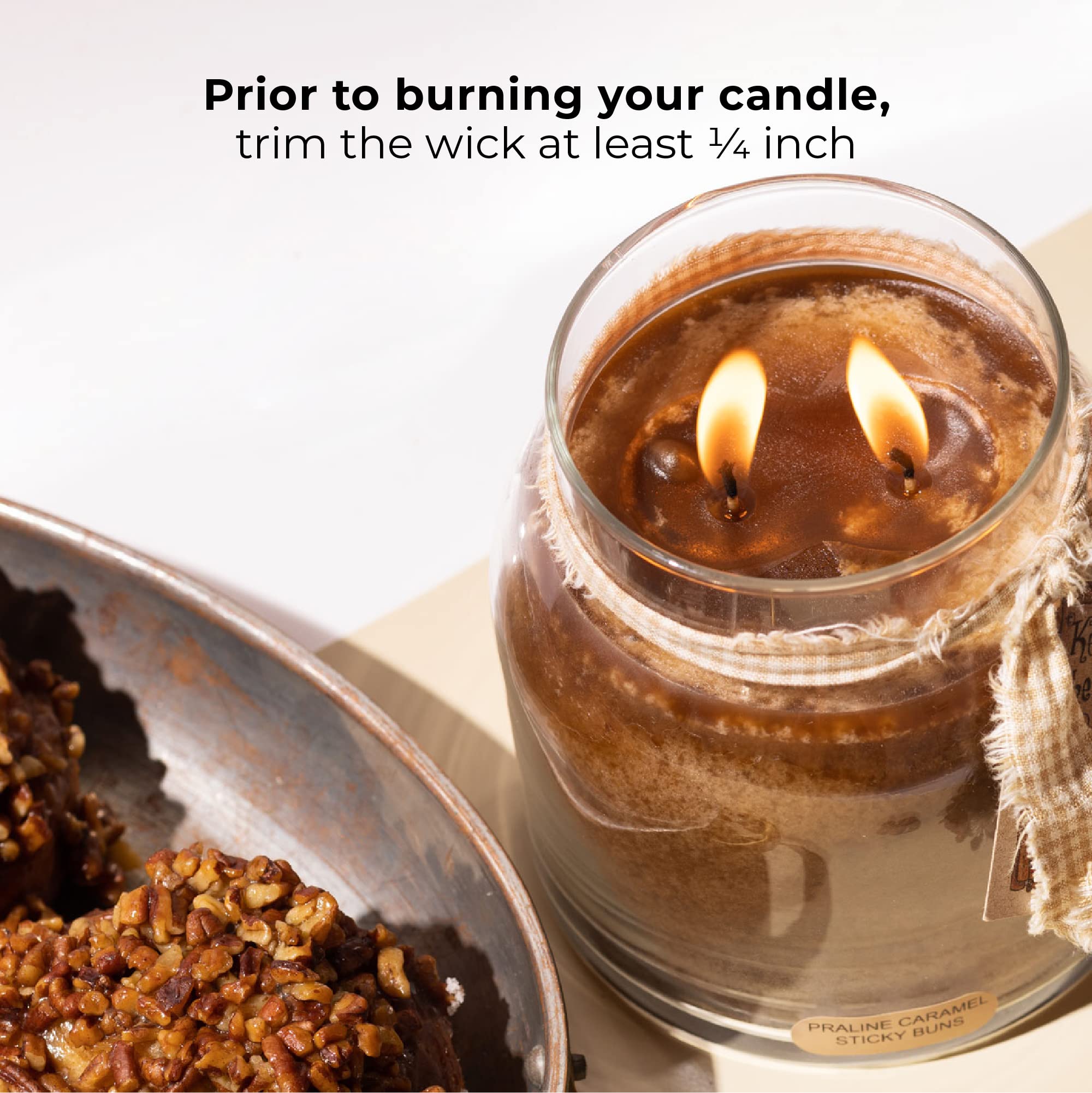 Praline Caramel Sticky Buns Candle - Cut wick before first use