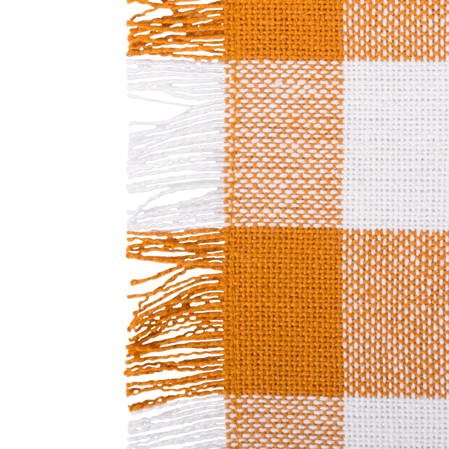 Heavyweight Fringed Check Tabletop Table Runner, 14x108, Pumpkin Spice