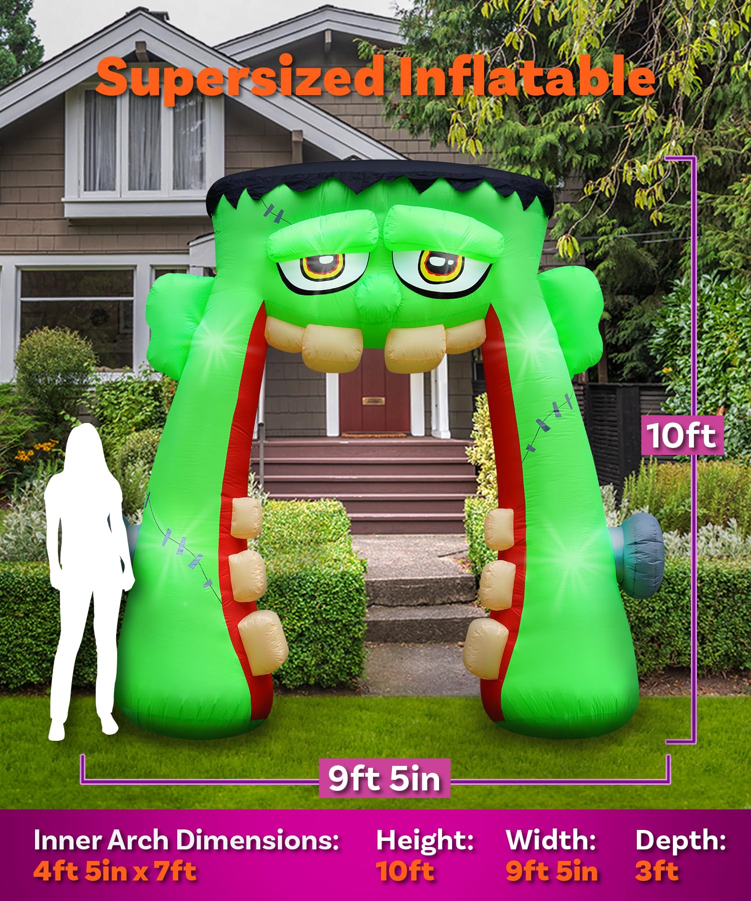 10ft Monster Mouth Archway Large Inflatable with LEDs