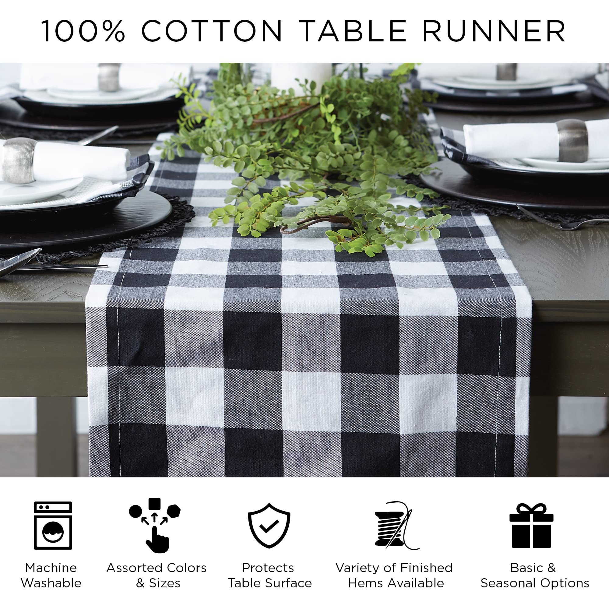 Farmhouse Braided Stripe Table Runner, 15x72 (15x77, Fringe Included)