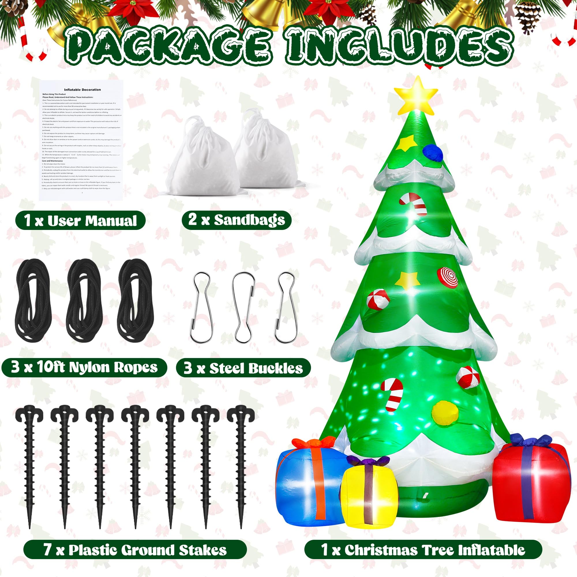 12FT Christmas Tree Inflatable with Gifts and LED lights