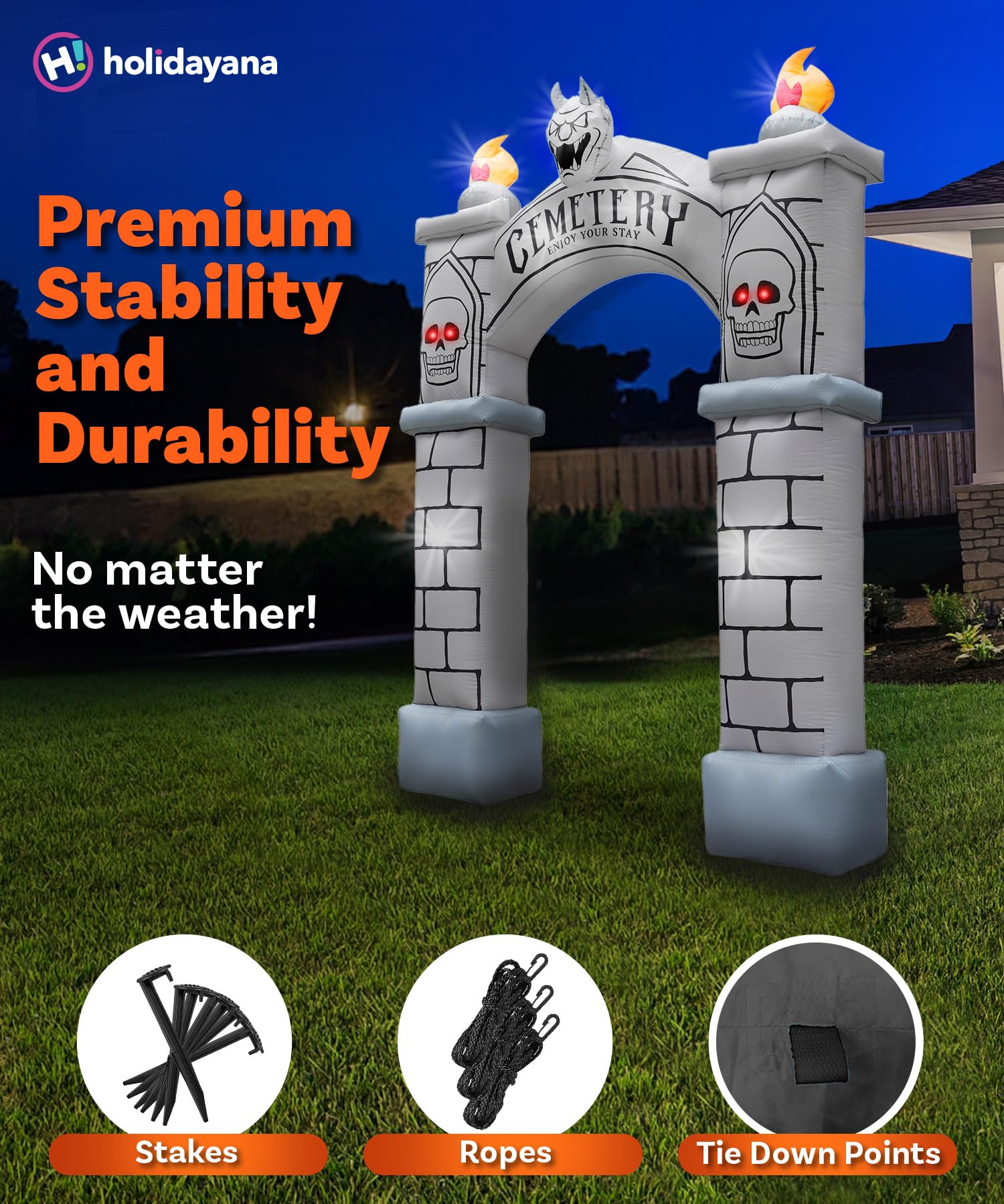 9ft Haunted Cemetery Archway Large Inflatable Halloween Decoration