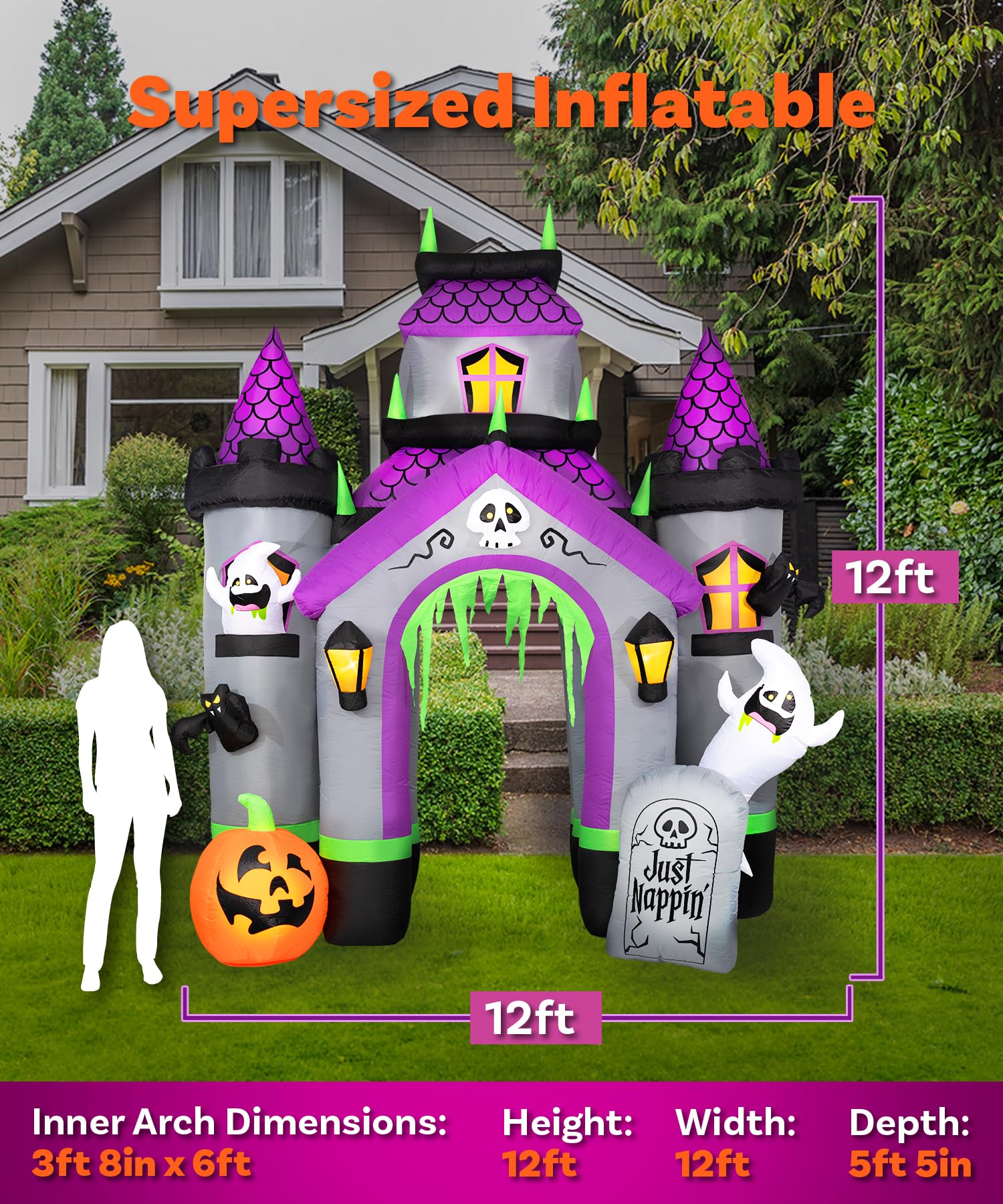 12ft Haunted House Archway Large Inflatable Halloween Decoration