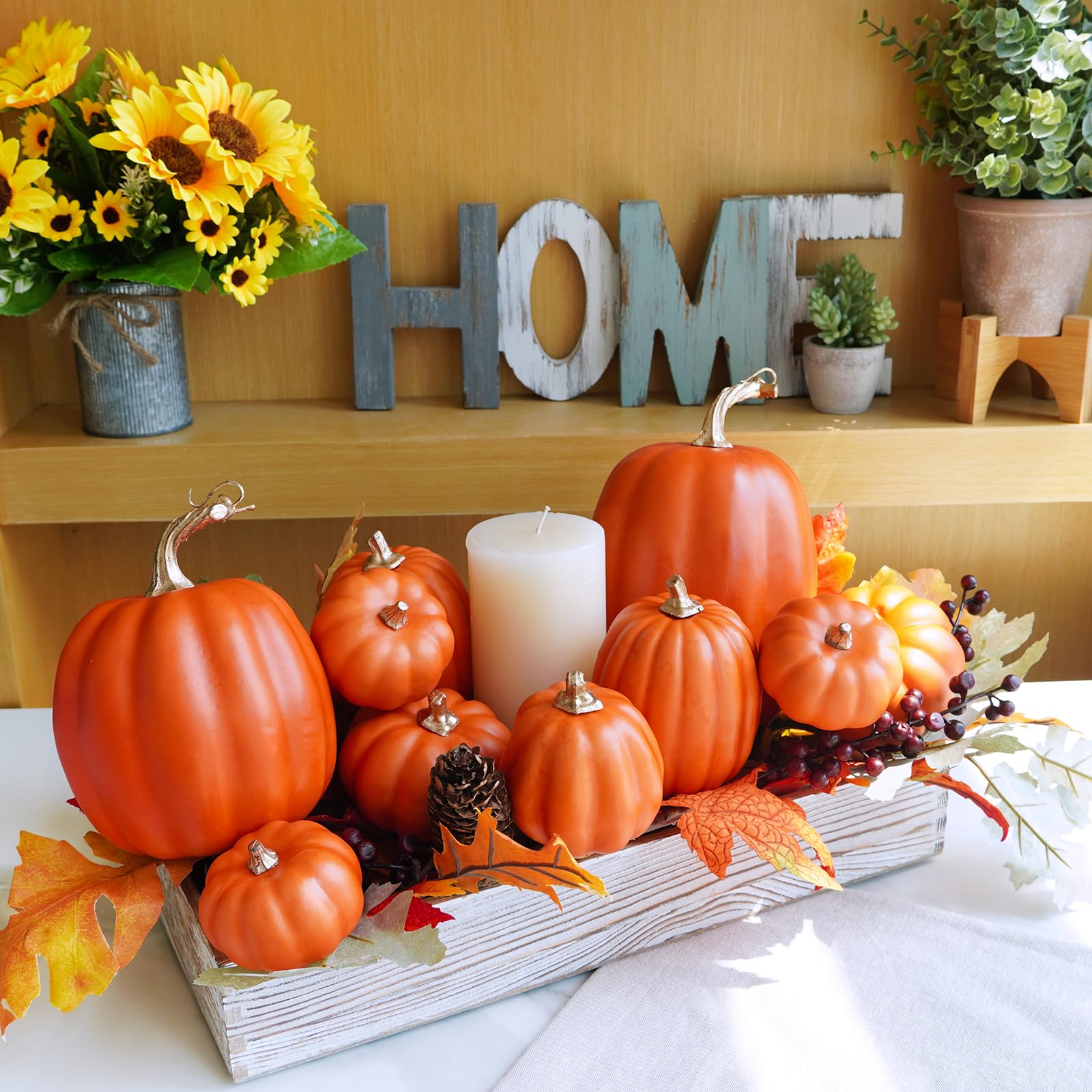 10 Pcs Assorted Orange Artificial Pumpkins