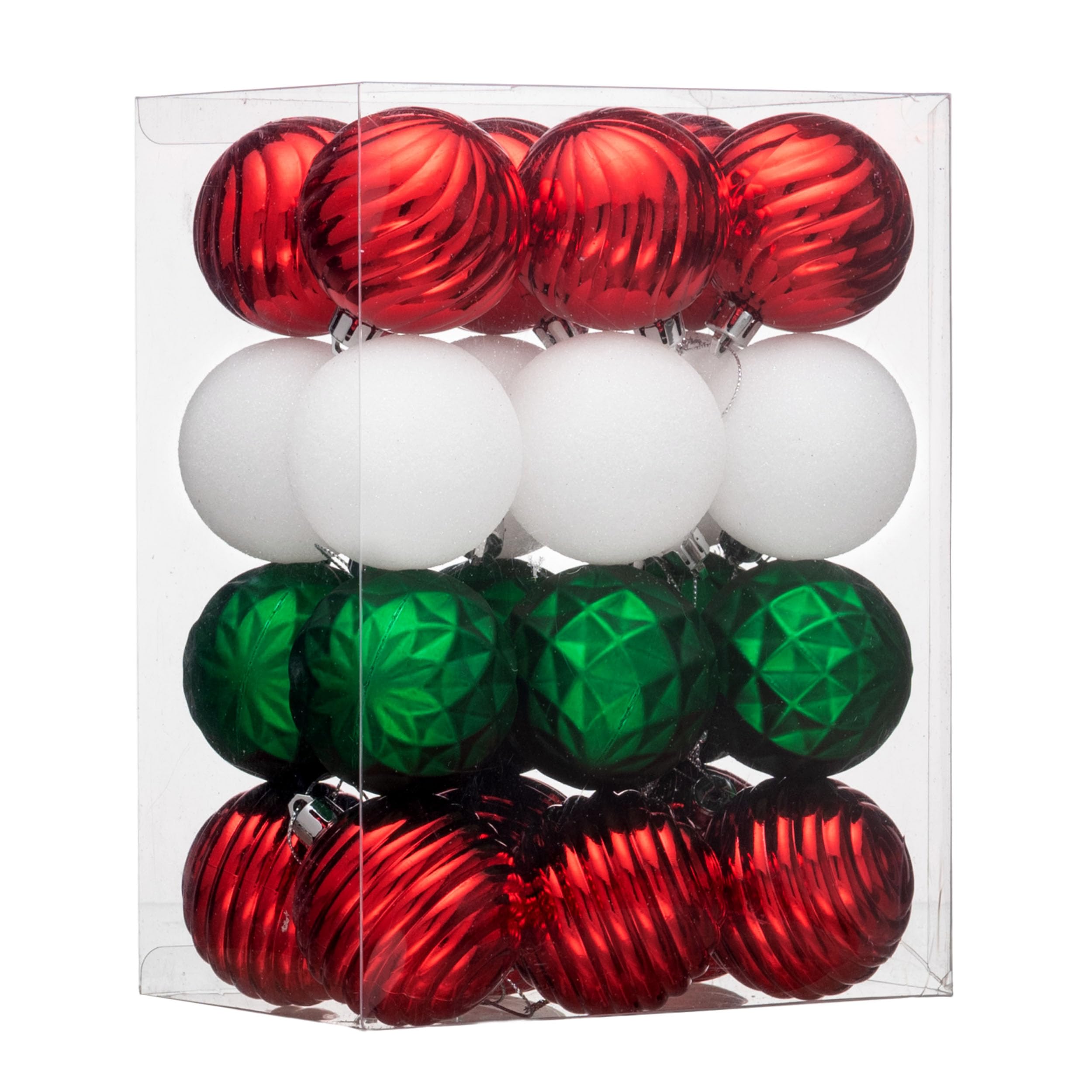 24ct 2.36" Red Green White Shatterproof Ball Ornaments