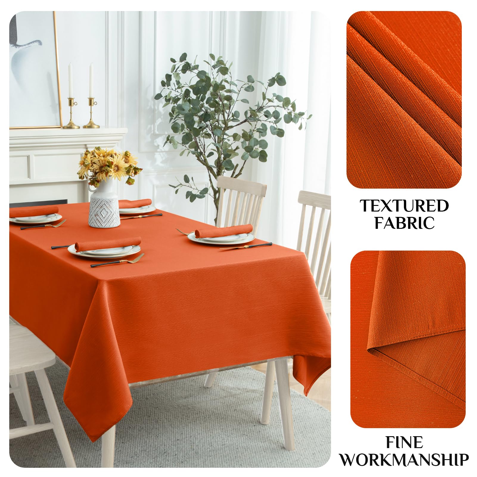 Fall Rectangle Tablecloth - Orange Geometric Line