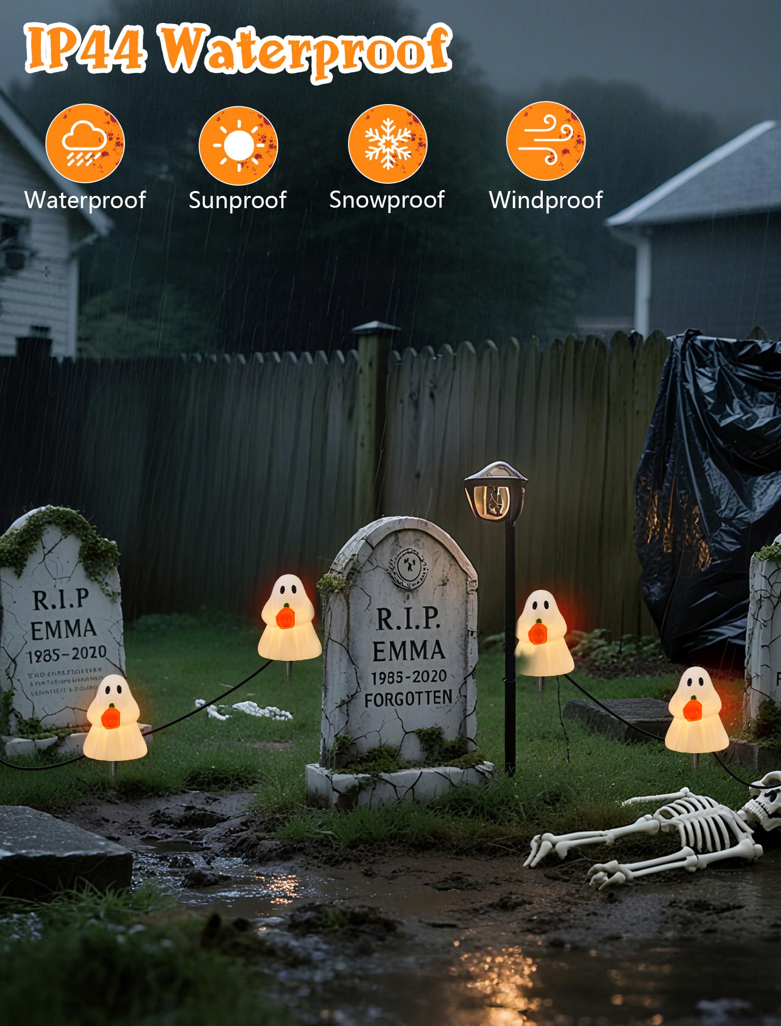 7Ft 4PK Halloween Ghost Pathway Lights