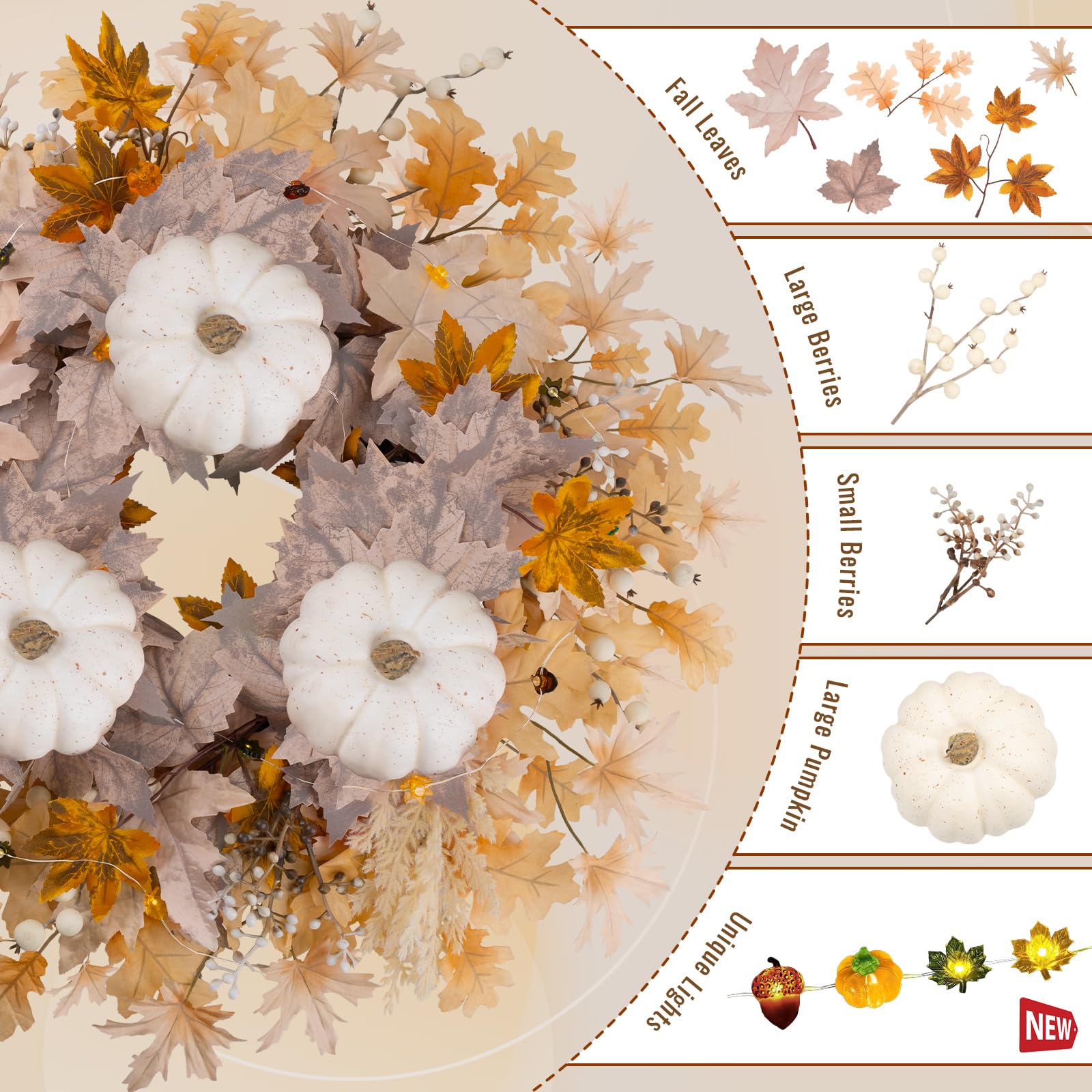Fall wreath materials close up