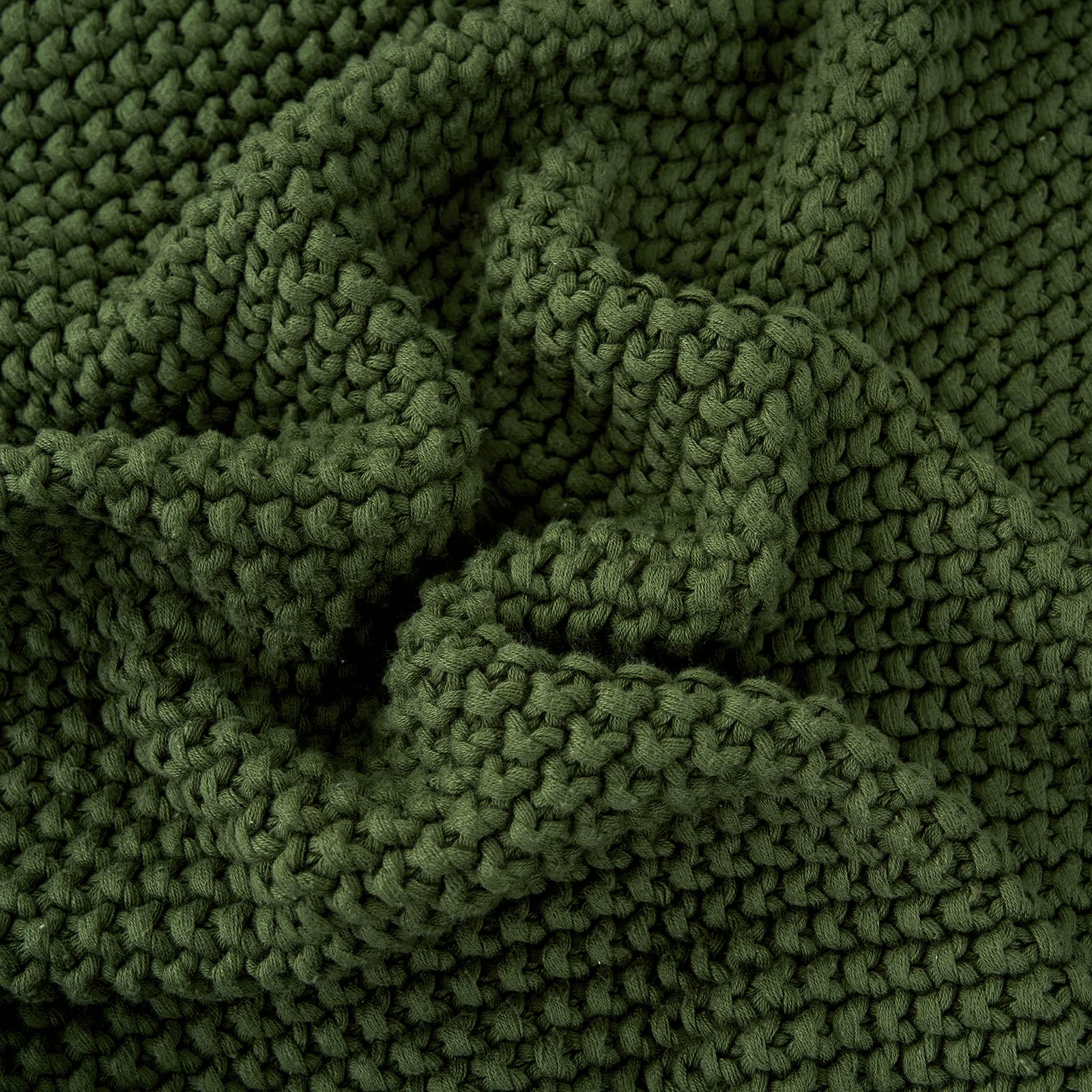 Chunky Cable Knit Throw Blanket Lightweight Olive Green