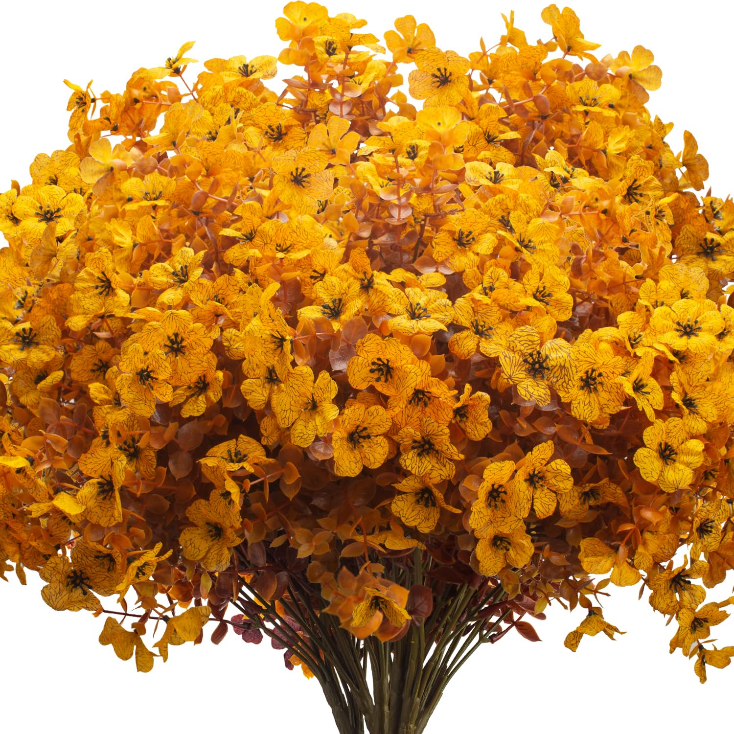 16 Bundles Fall Yellow Artificial Fall Mums Outdoor UV Resistant Fake Silk Plants
