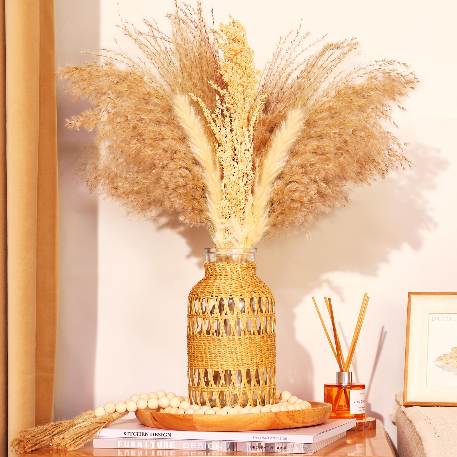 Fall Farmhouse Vase, 2 Pack Glass Vase with Hand Woven Detail - fall vase - fall indoor decor