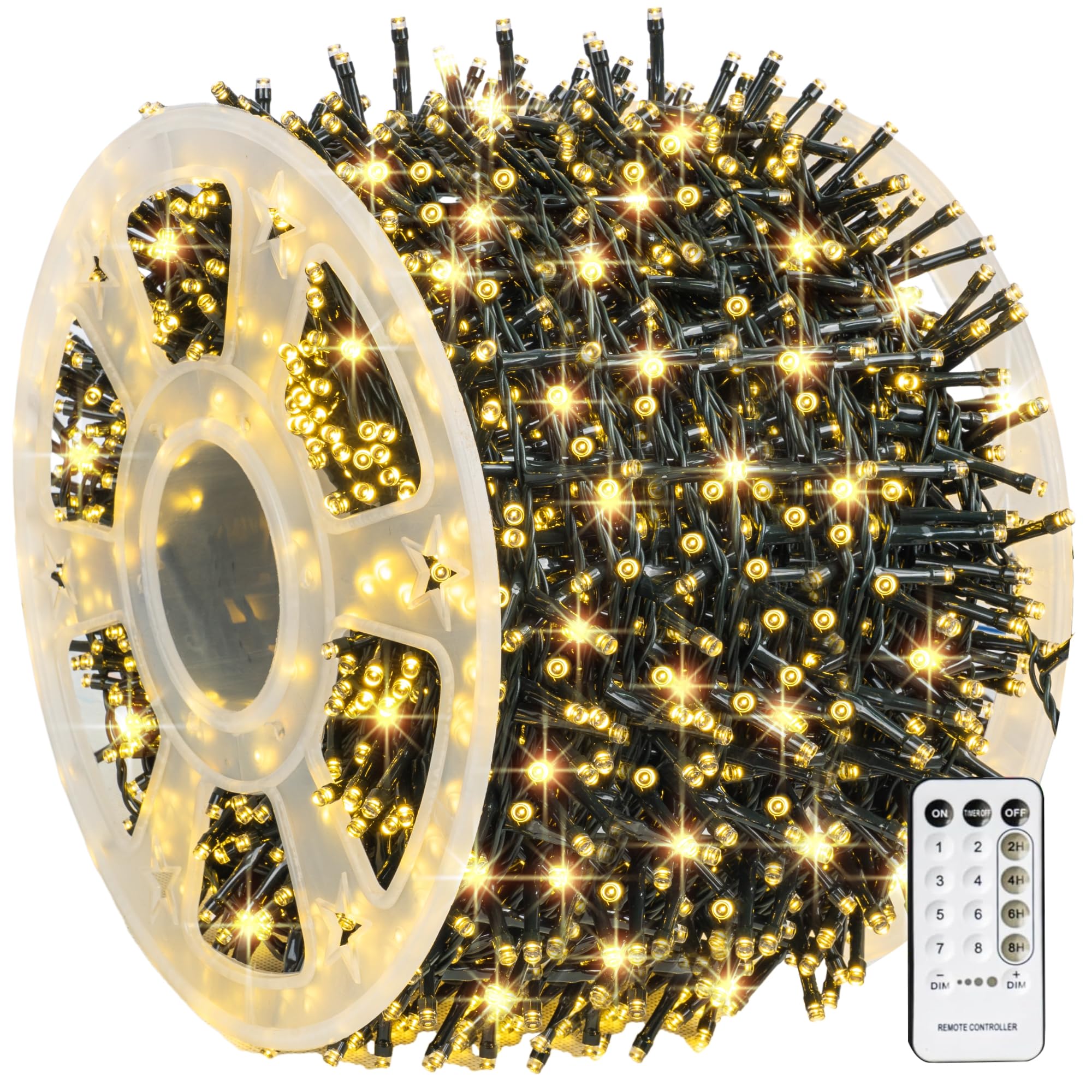 Warm White 1000 LED 328 FT Plug in Fairy Light with Remote Outdoor String Lights